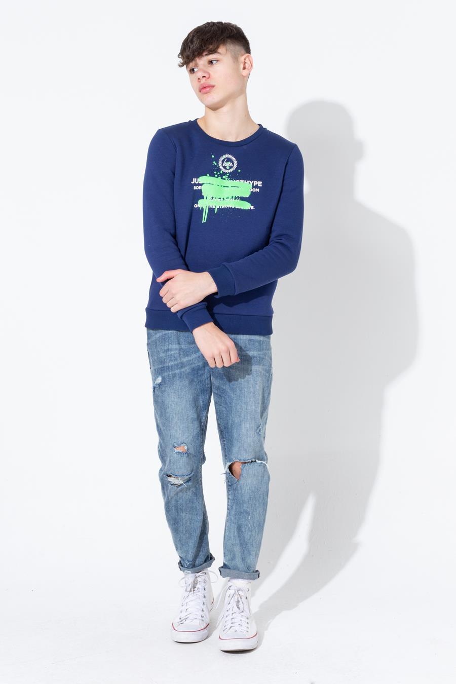 Hype Green Spray Graffiti Kids Crew Neck