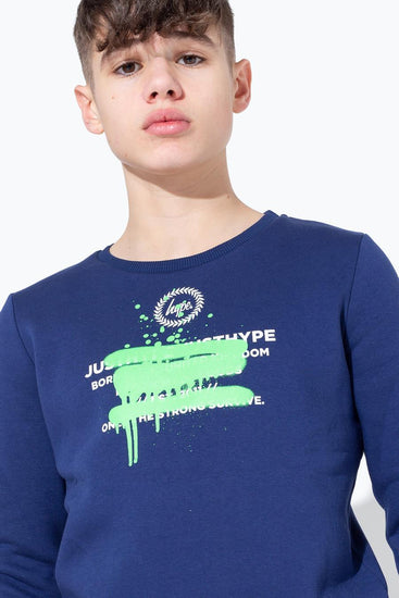 Hype Green Spray Graffiti Kids Crew Neck