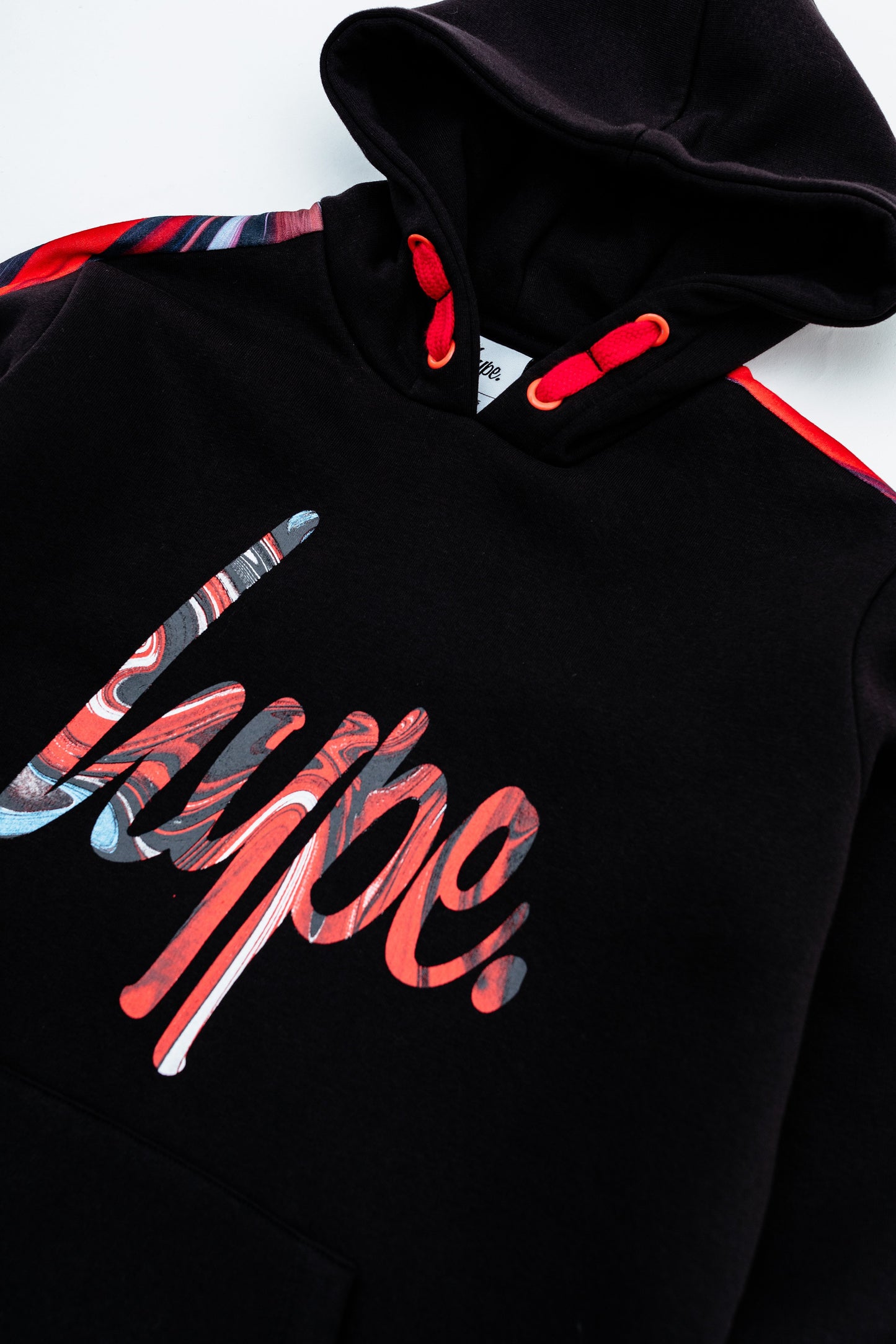 Hype Red Marble Panel Kids Pullover Hoodie