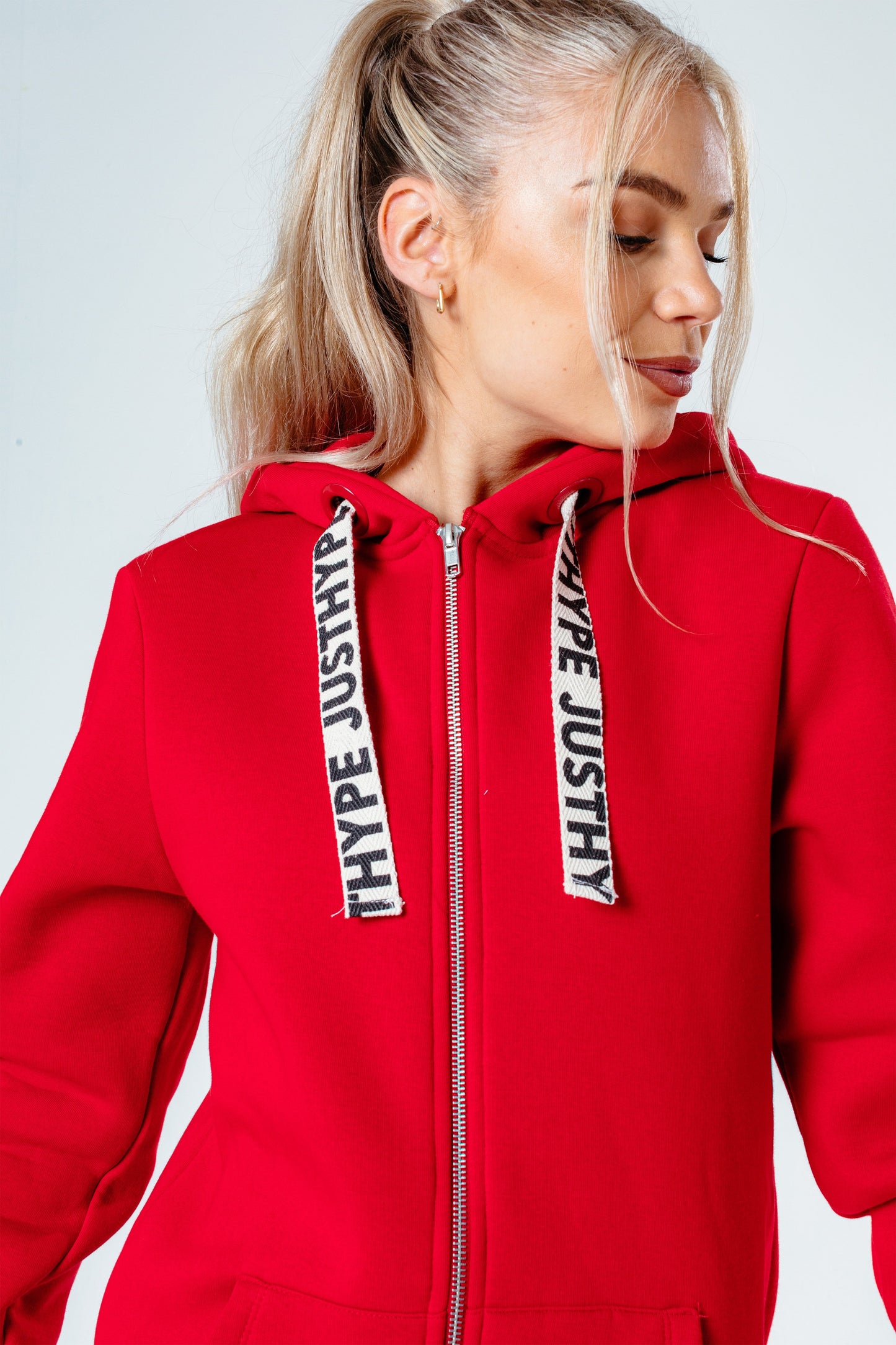 Hype Red Drawstring Women'S Zip Hoodie