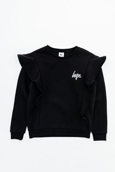 Hype Black Frill Detail Kids Crewneck