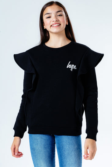 Hype Black Frill Detail Kids Crewneck