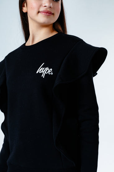 Hype Black Frill Detail Kids Crewneck