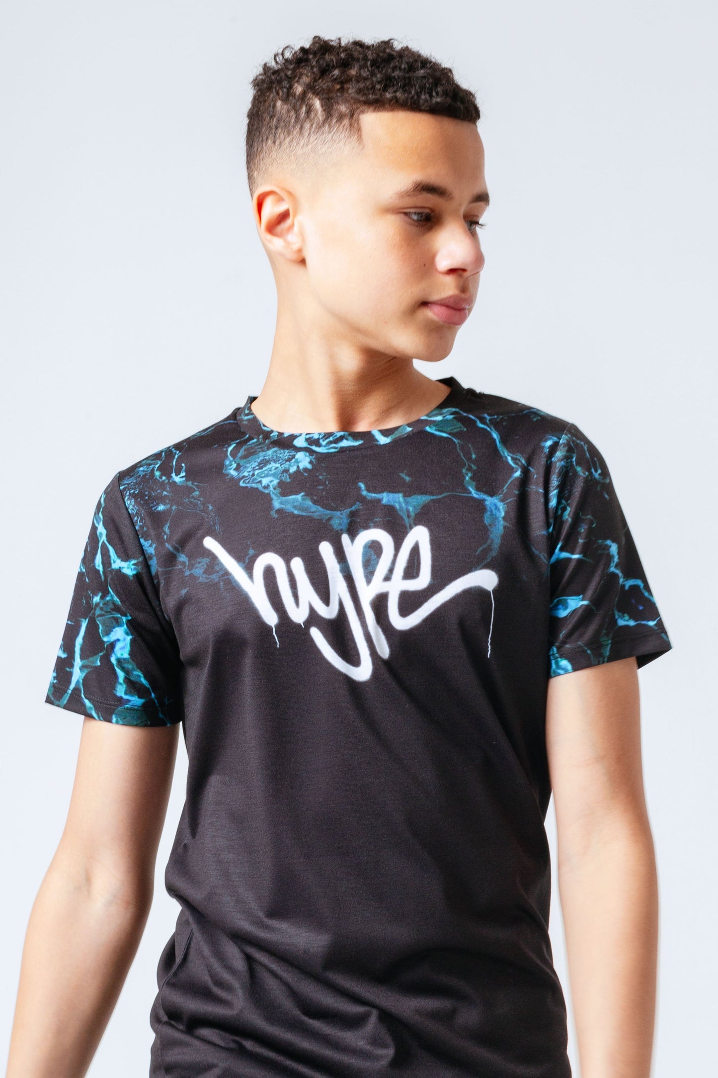 HYPE BLACK BLUE MARBLE FADE KIDS T-SHIRT