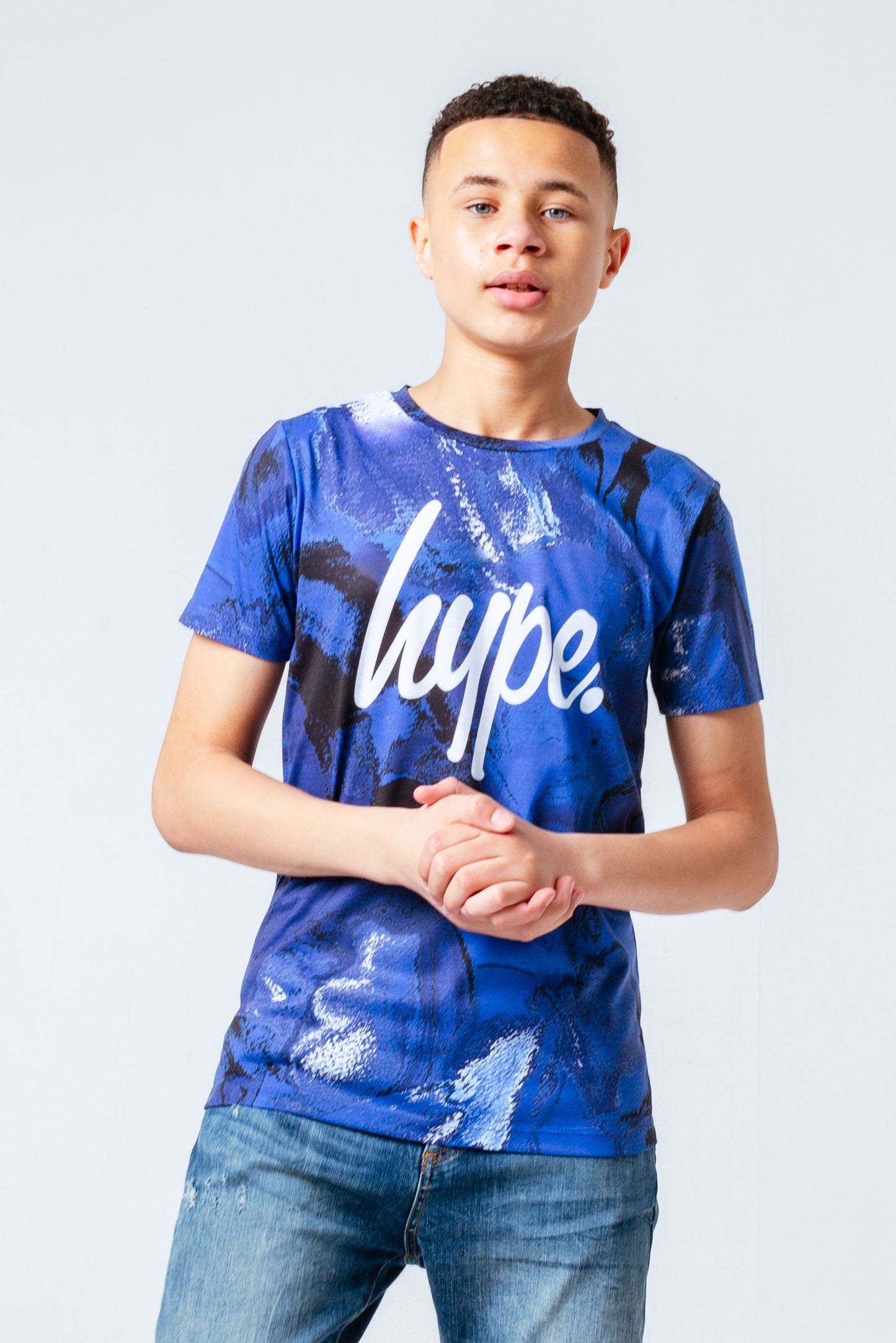 HYPE BLUE SWIRL BLOTCH PRINT BOYS T-SHIRT