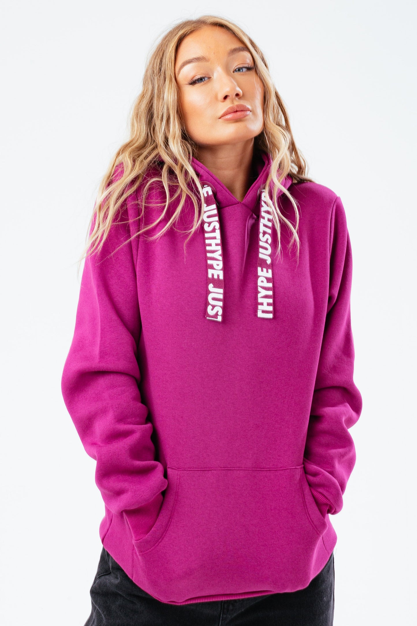 HYPE PURPLE DRAWCORD WOMEN'S PULLOVER HOODIE