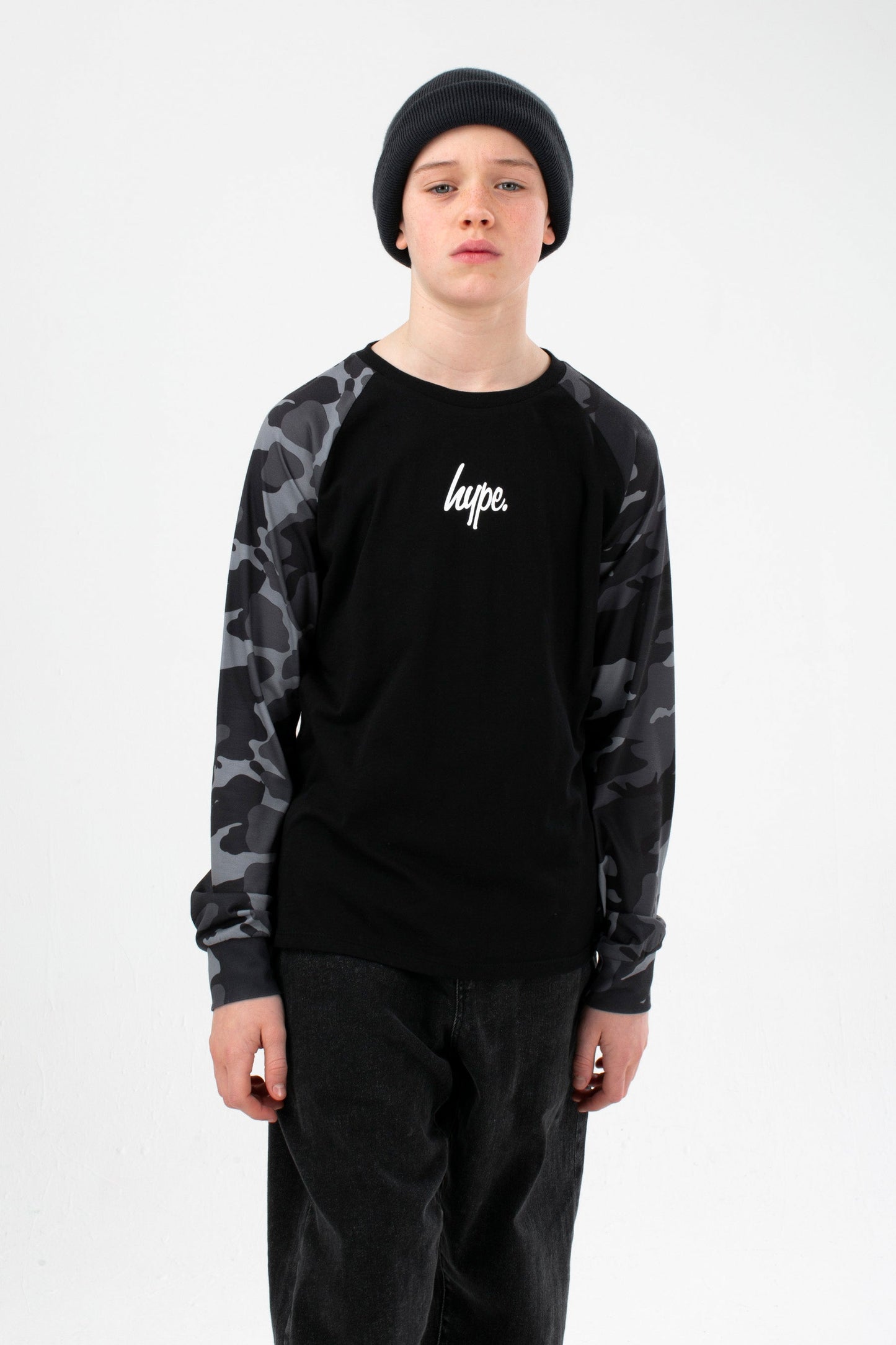 HYPE BOYS GREY CAMO L/S T-SHIRT