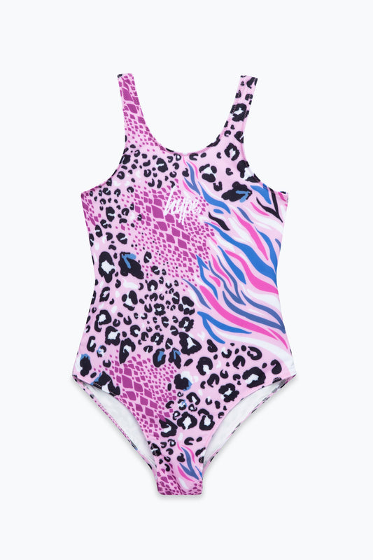 HYPE GIRLS ABSTRACT LEOPARD SCRIPT SWIMSUIT
