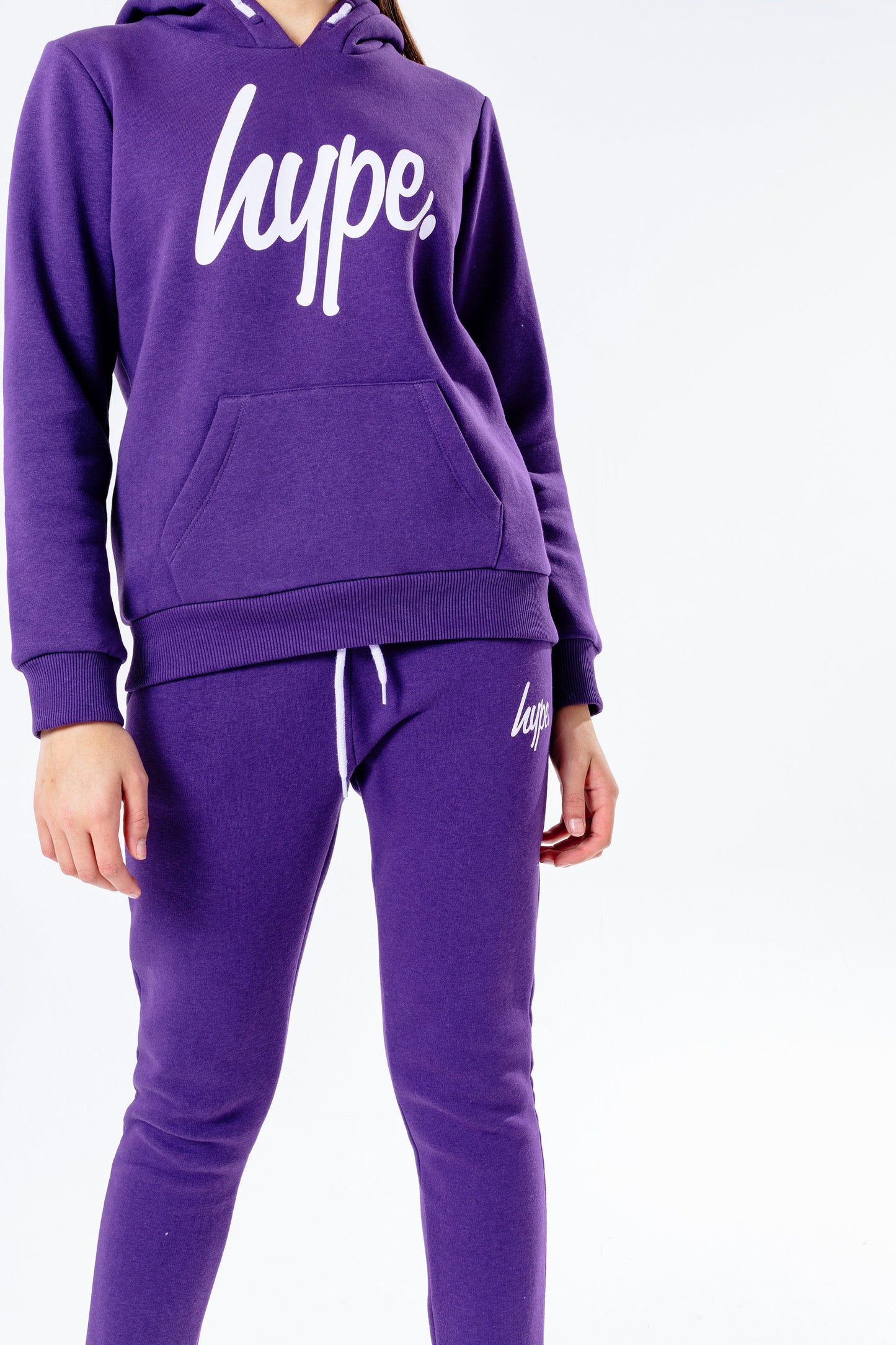 Hype Purple With Powder Script Kids Hoodie & Jogger Set