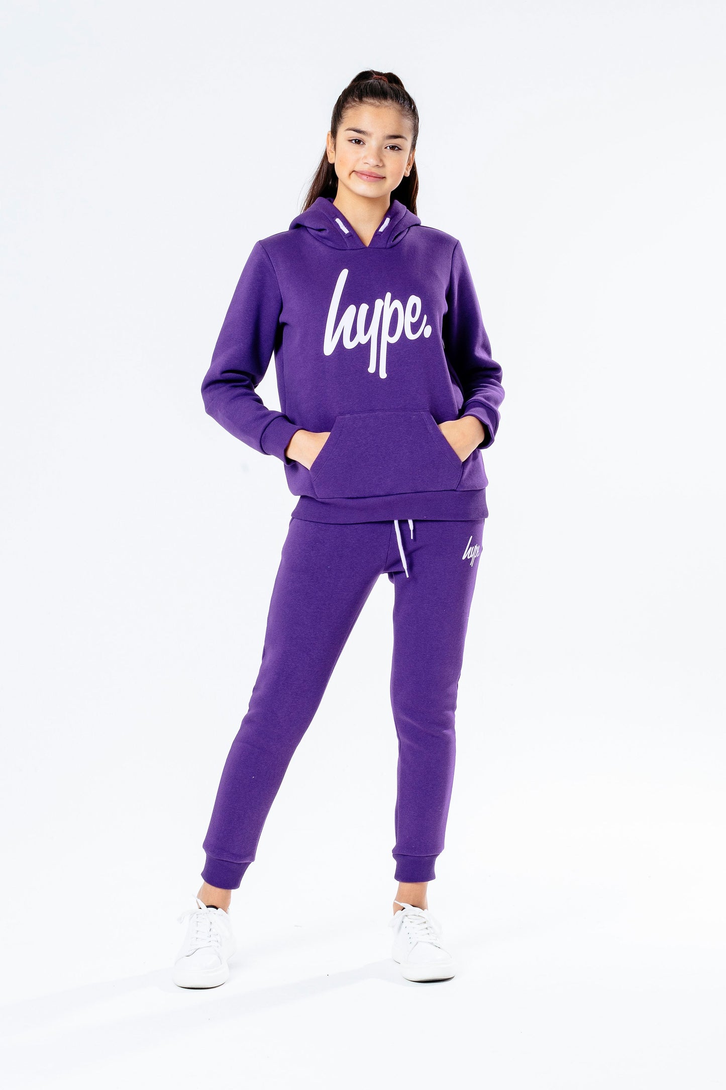 Hype Purple With Powder Script Kids Hoodie & Jogger Set