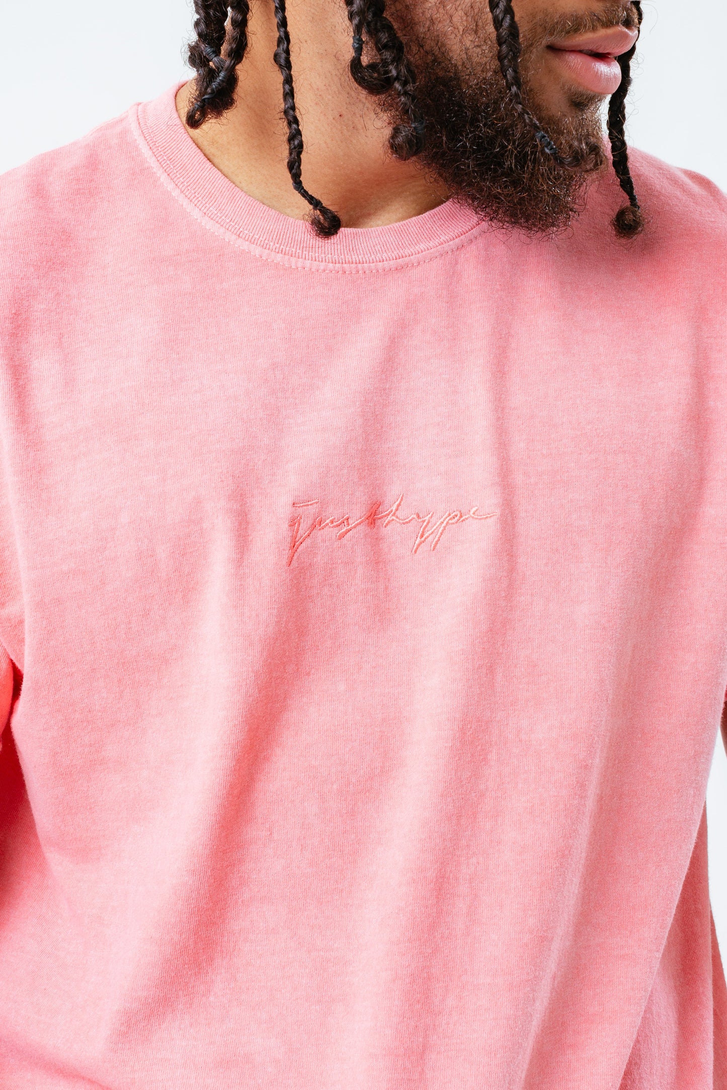 HYPE PEACH SCRIBBLE LOGO EMBROIDERY MEN'S T-SHIRT