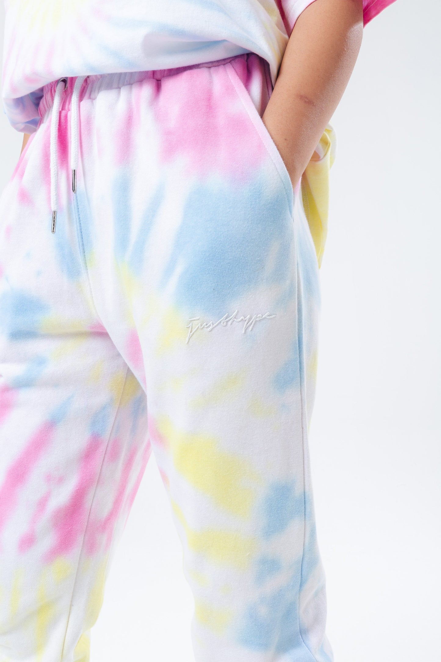 HYPE RAINBOW PASTEL TIE DYE SCRIBBLE LOGO WOMEN'S JOGGERS