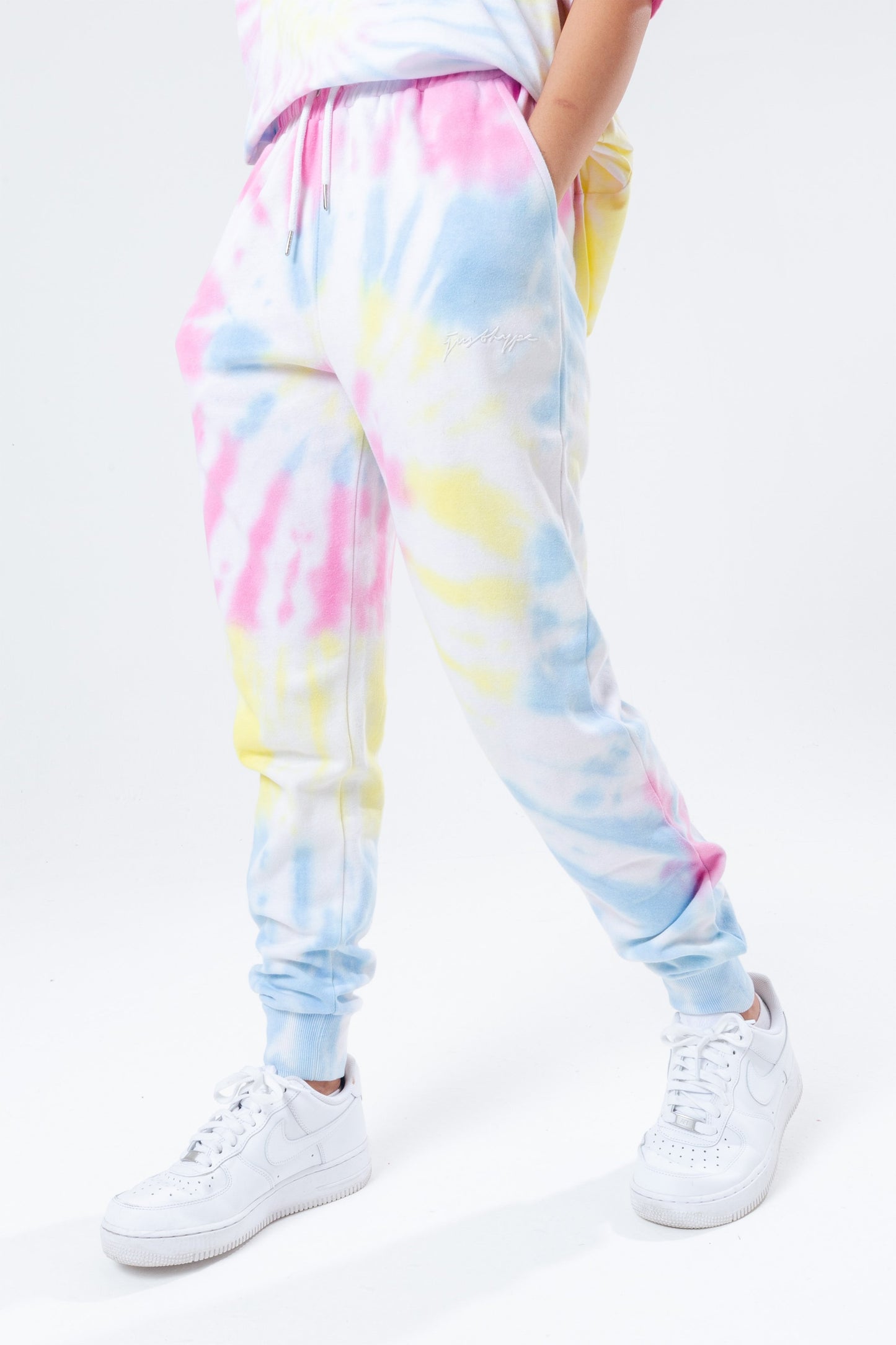 HYPE RAINBOW PASTEL TIE DYE SCRIBBLE LOGO WOMEN'S JOGGERS