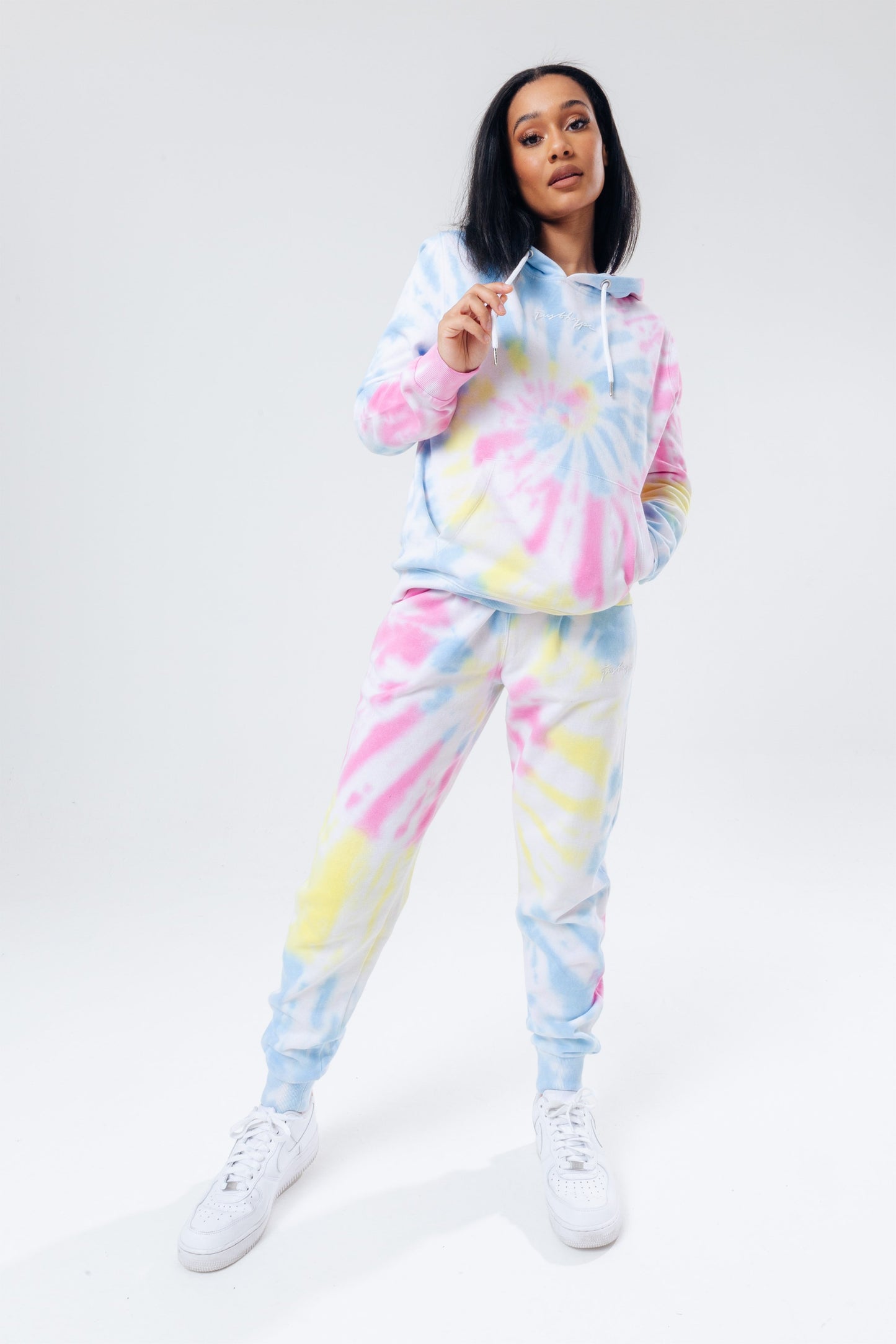 HYPE RAINBOW PASTEL TIE DYE SCRIBBLE LOGO WOMEN'S JOGGERS