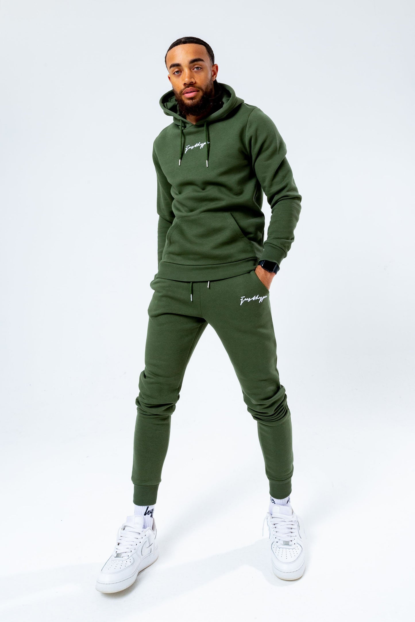 HYPE KHAKI SCRIBBLE LOGO MEN'S JOGGERS