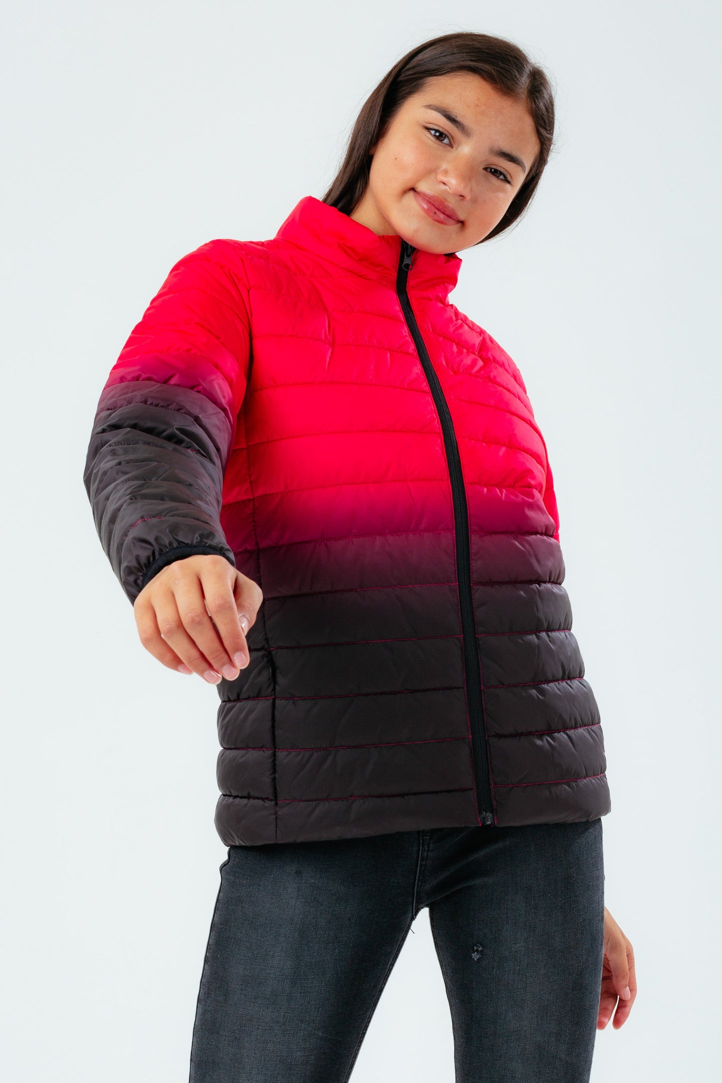 HYPE PINK FADE GIRLS PUFFER JACKET