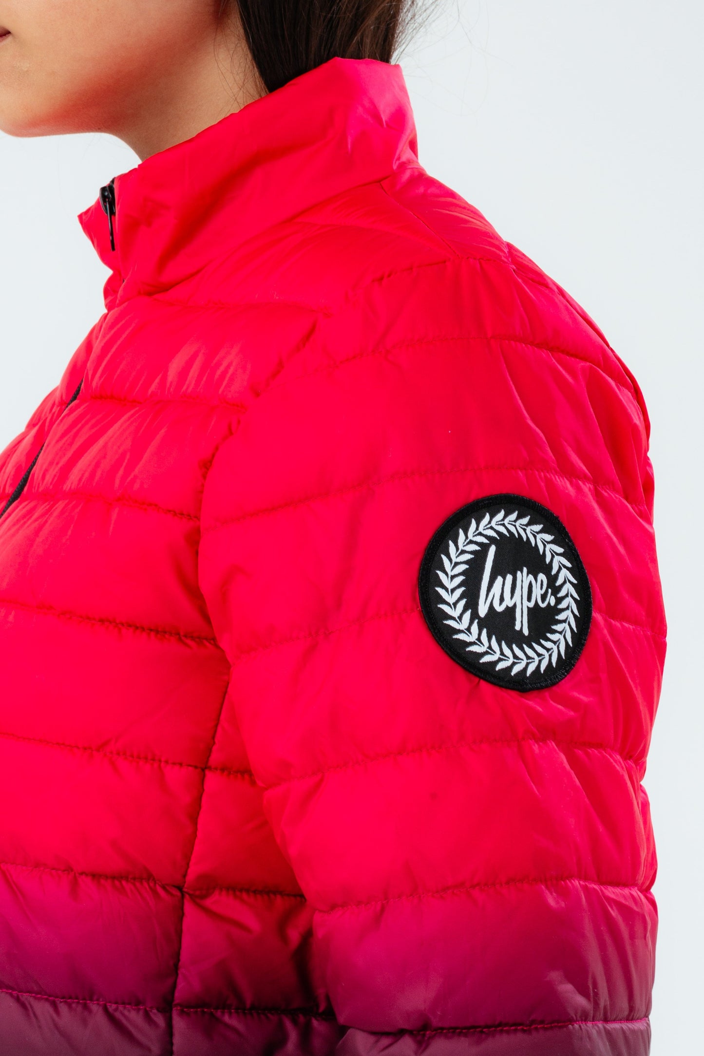 HYPE PINK FADE GIRLS PUFFER JACKET