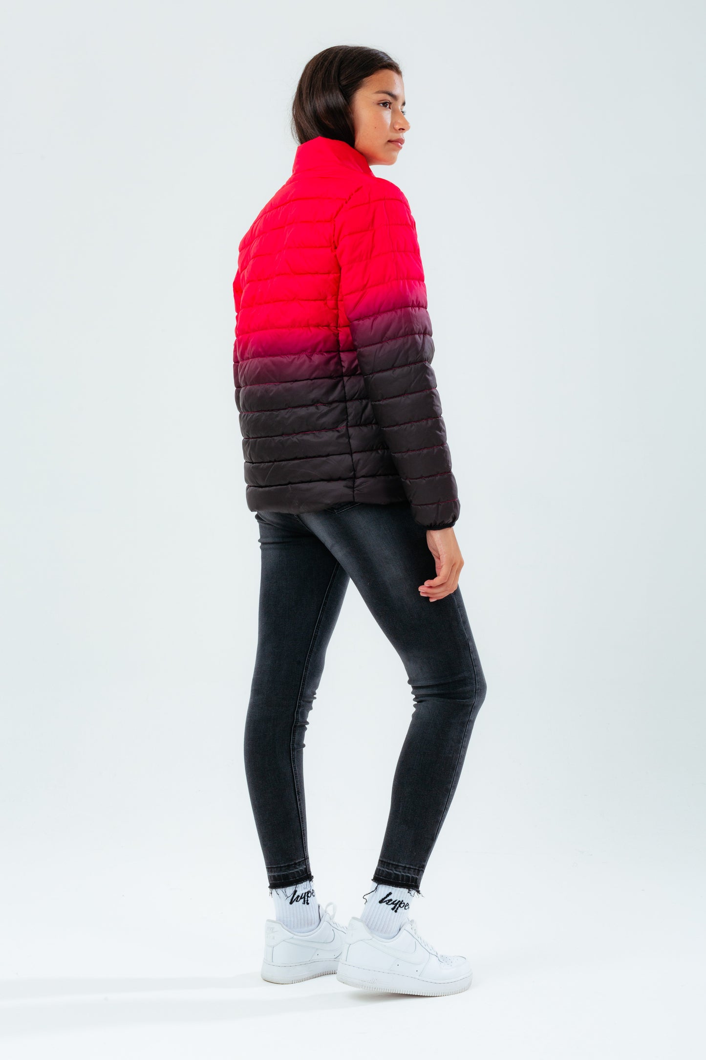 HYPE PINK FADE GIRLS PUFFER JACKET