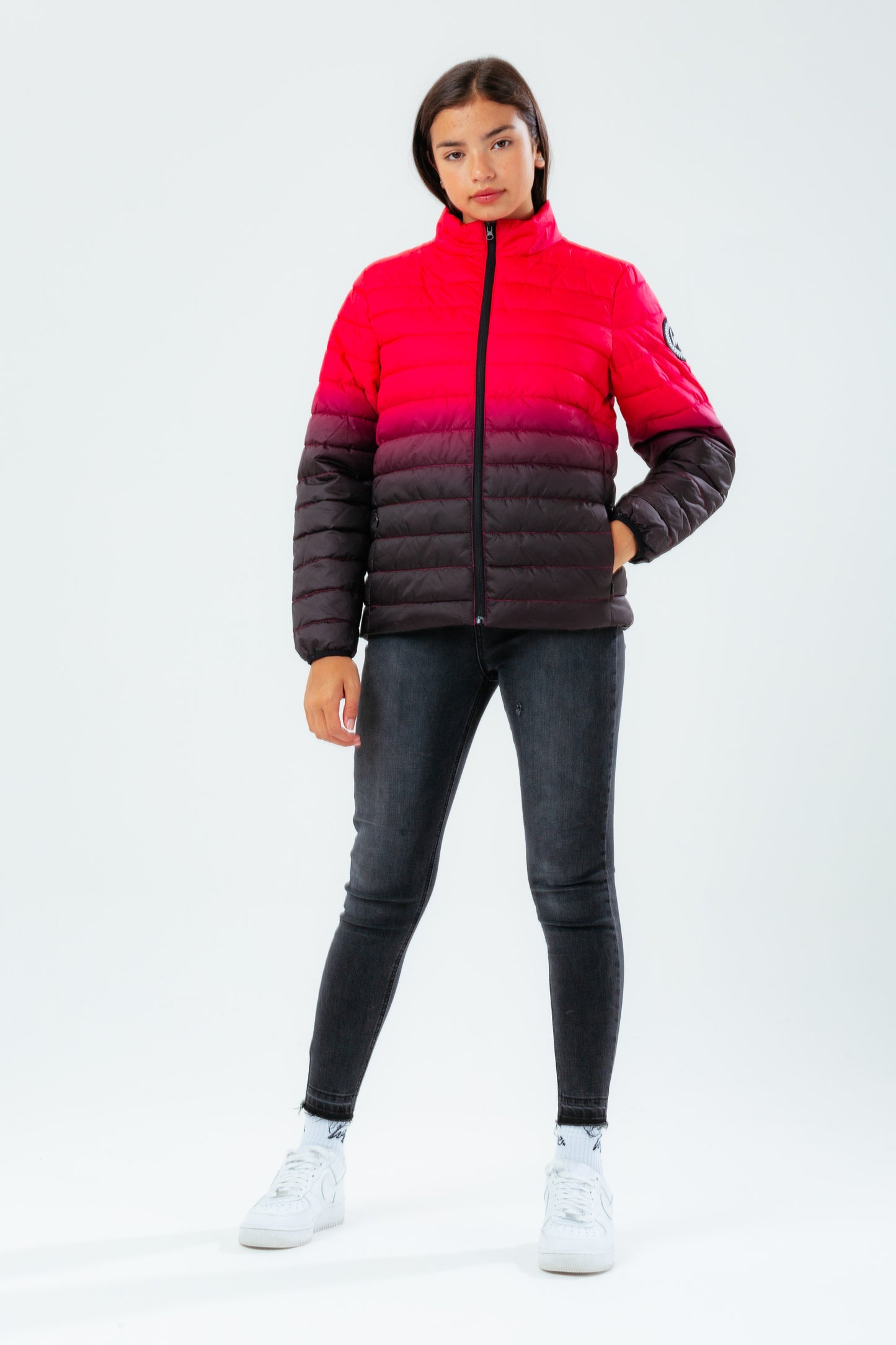 HYPE PINK FADE GIRLS PUFFER JACKET