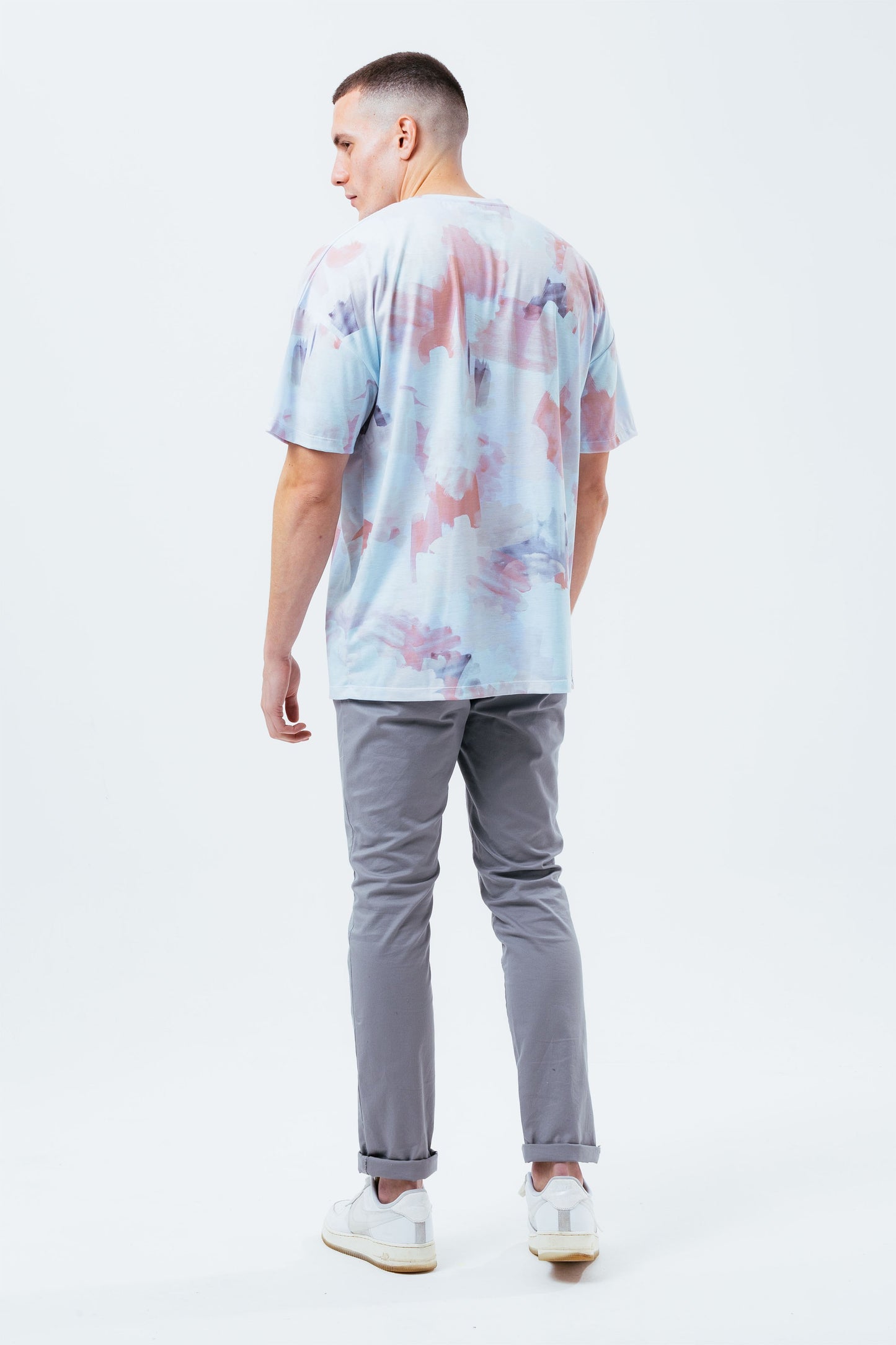 HYPE BLUE WATERCOLOUR MEN'S OVERSIZED T-SHIRT