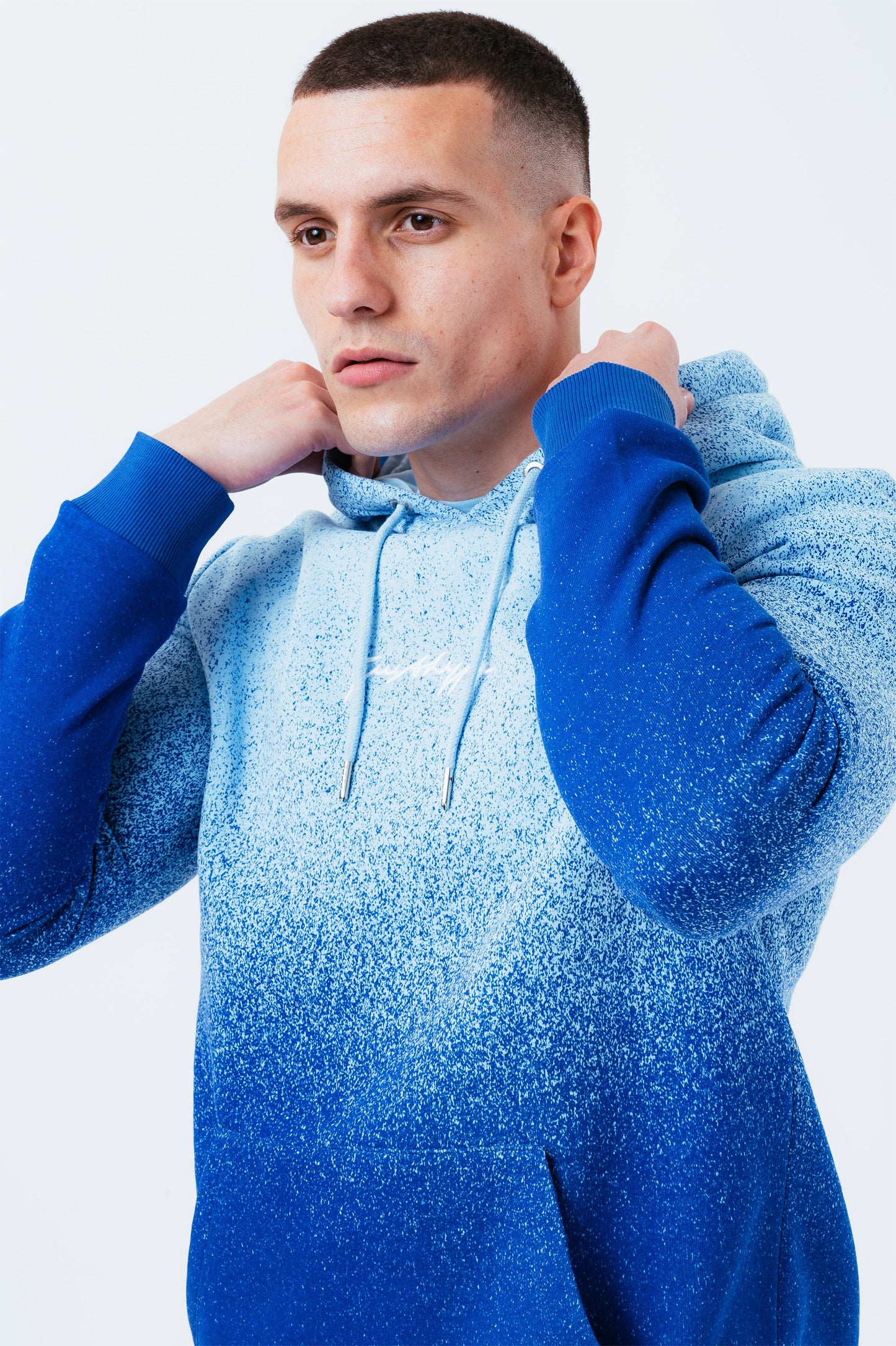 HYPE BLUE SPECKLE FADE MEN'S PULLOVER HOODIE