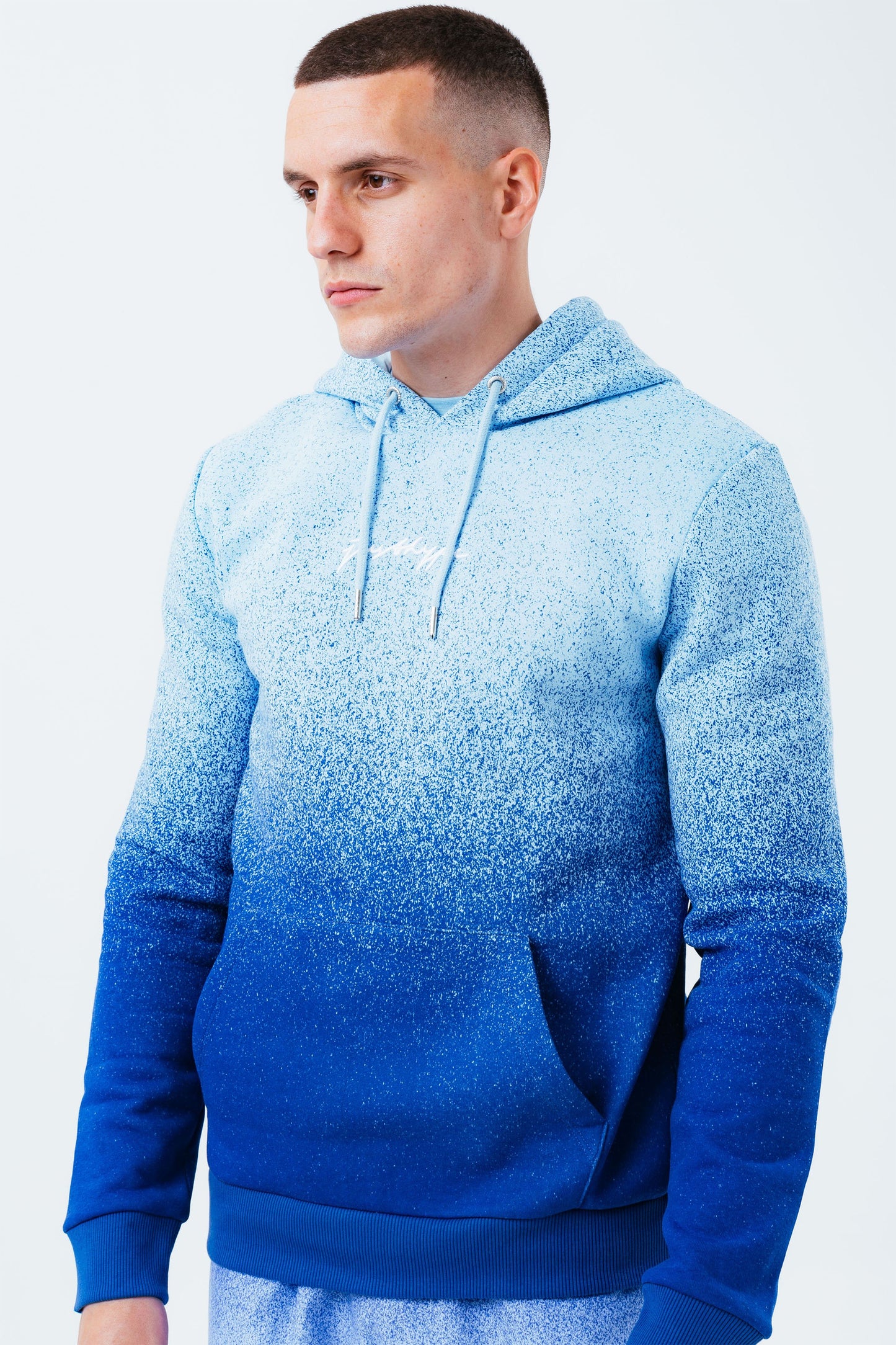 HYPE BLUE SPECKLE FADE MEN'S PULLOVER HOODIE