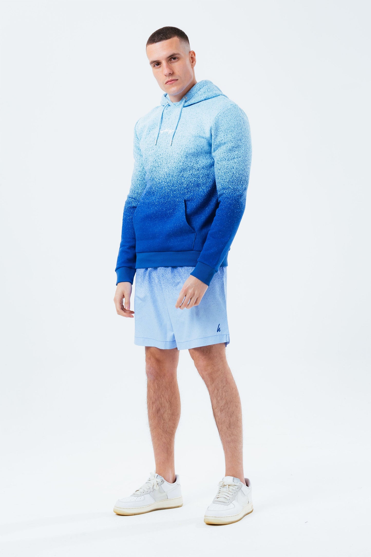 HYPE BLUE SPECKLE FADE MEN'S PULLOVER HOODIE