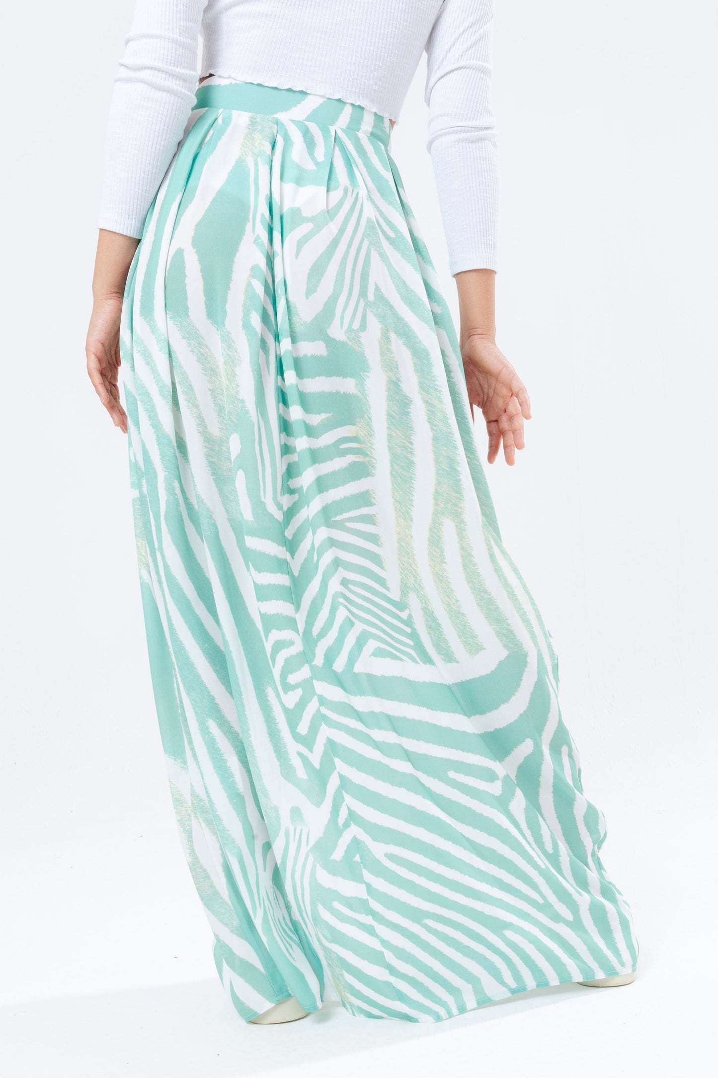 HYPE MINT ZEBRA WOMEN'S MIDI SKIRT