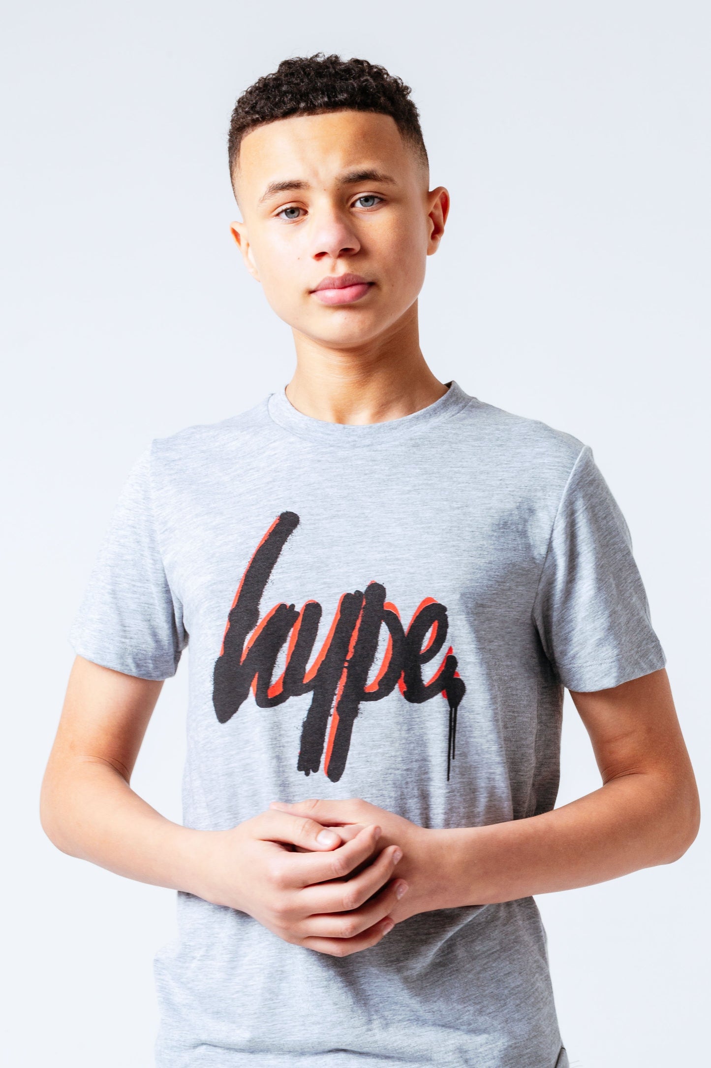 HYPE GREY SPRAY SCRIPT BOYS T-SHIRT