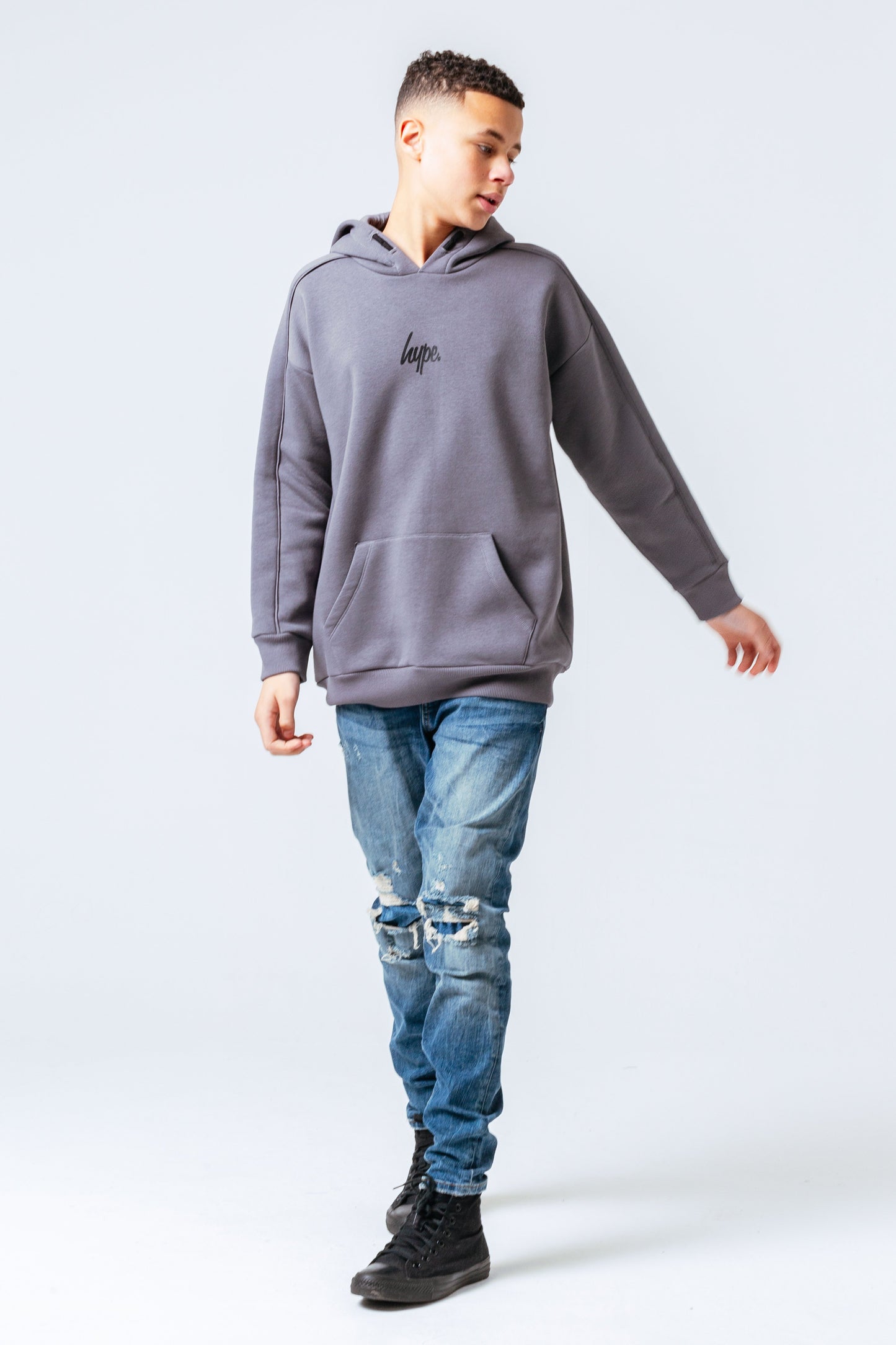 HYPE CHARCOAL KIDS OVERSIZED PULLOVER HOODIE