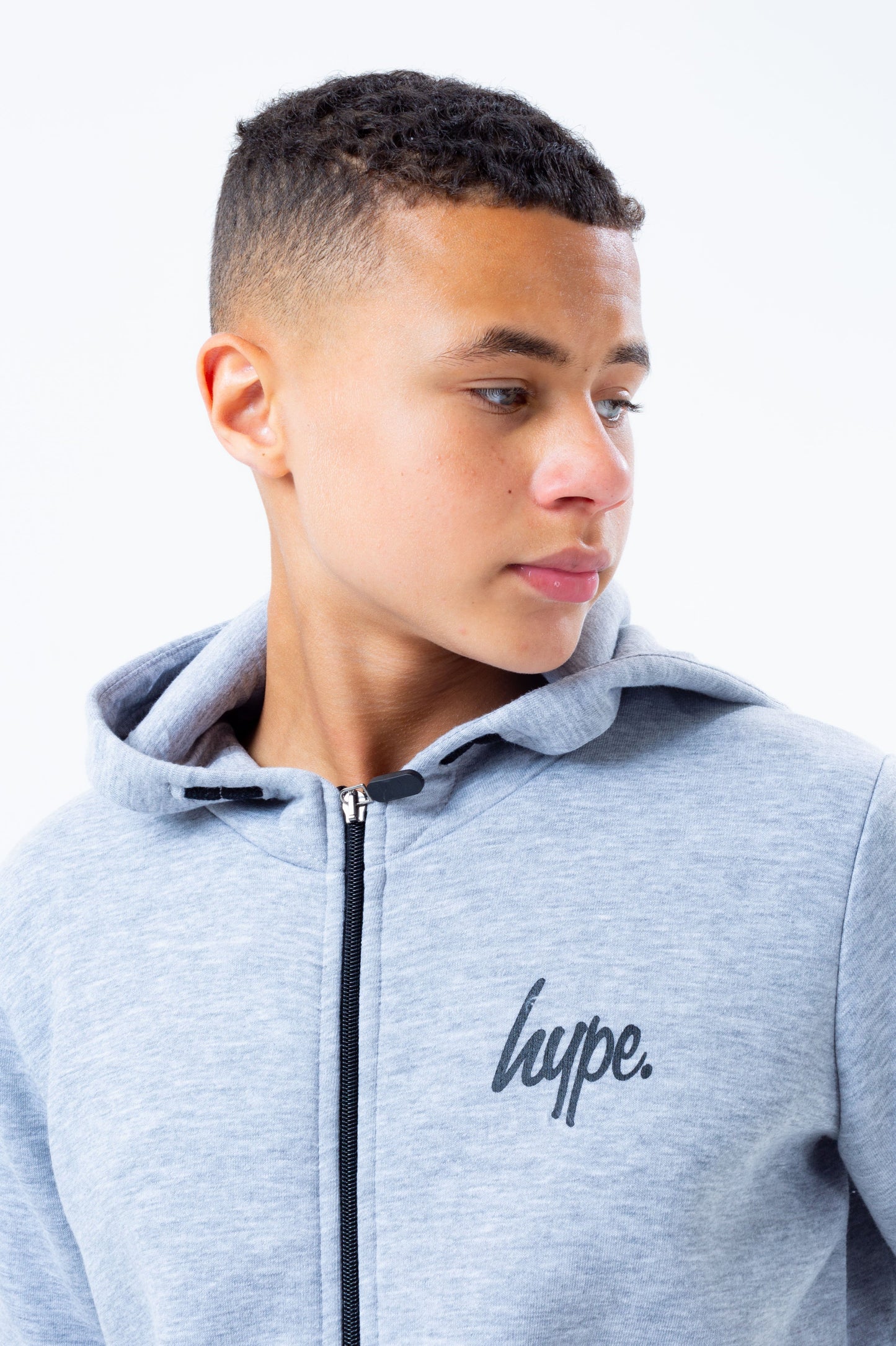 HYPE GREY BIKER KIDS ZIP HOODIE