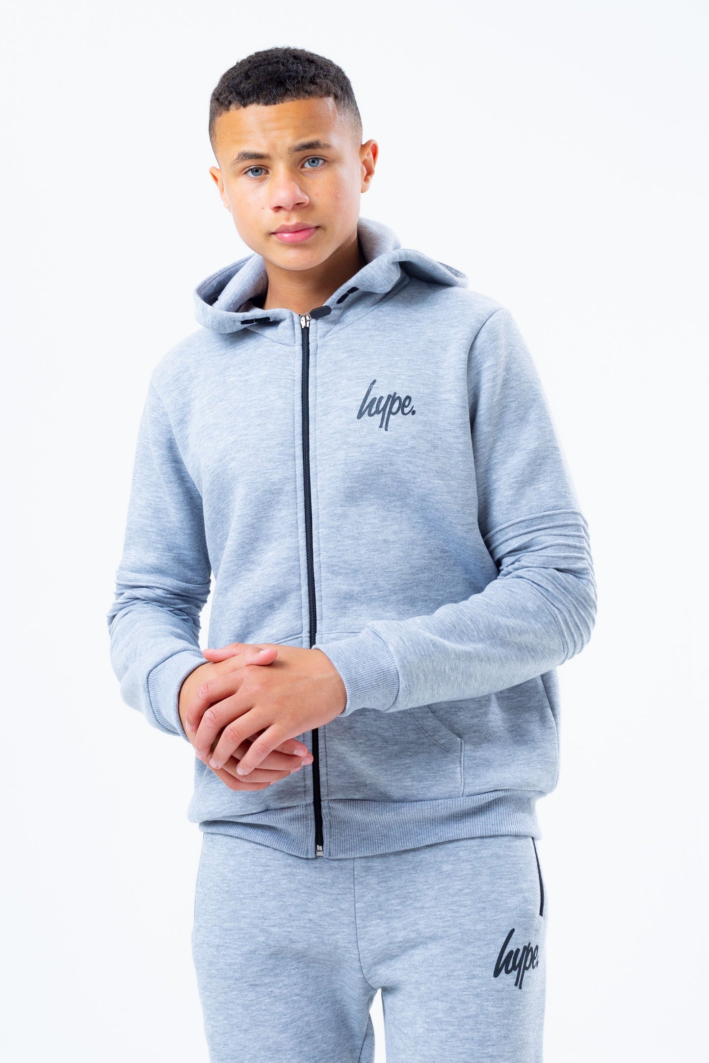 HYPE GREY BIKER KIDS ZIP HOODIE