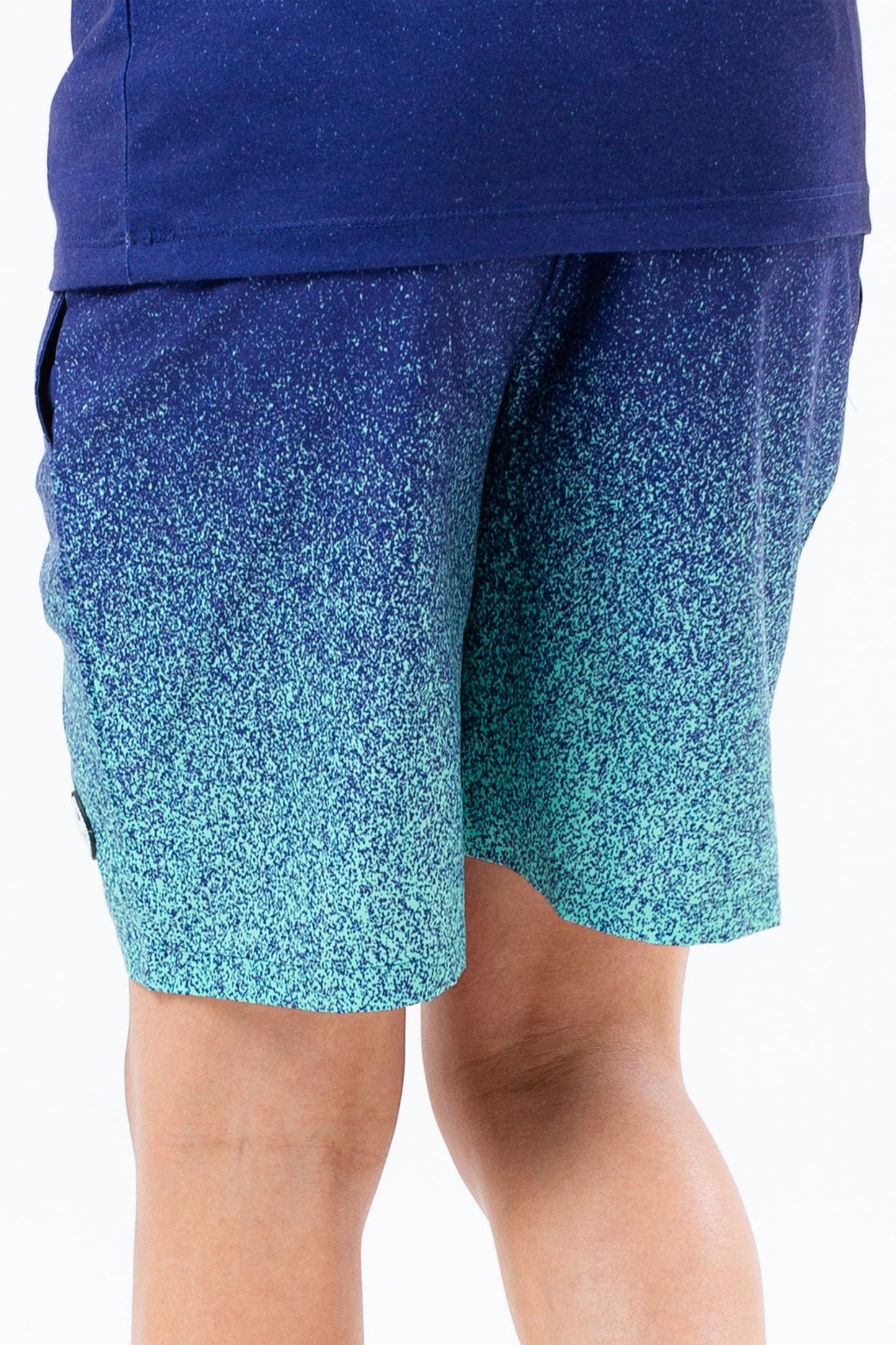 HYPE MINT & NAVY SPECKLE FADE KIDS SWIM SHORTS