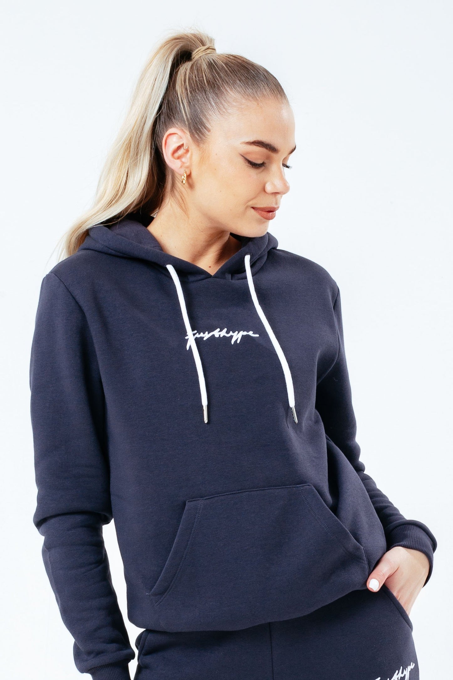 HYPE DARK GREY WHITE SCRIBBLE WOMEN'S TRACKSUIT