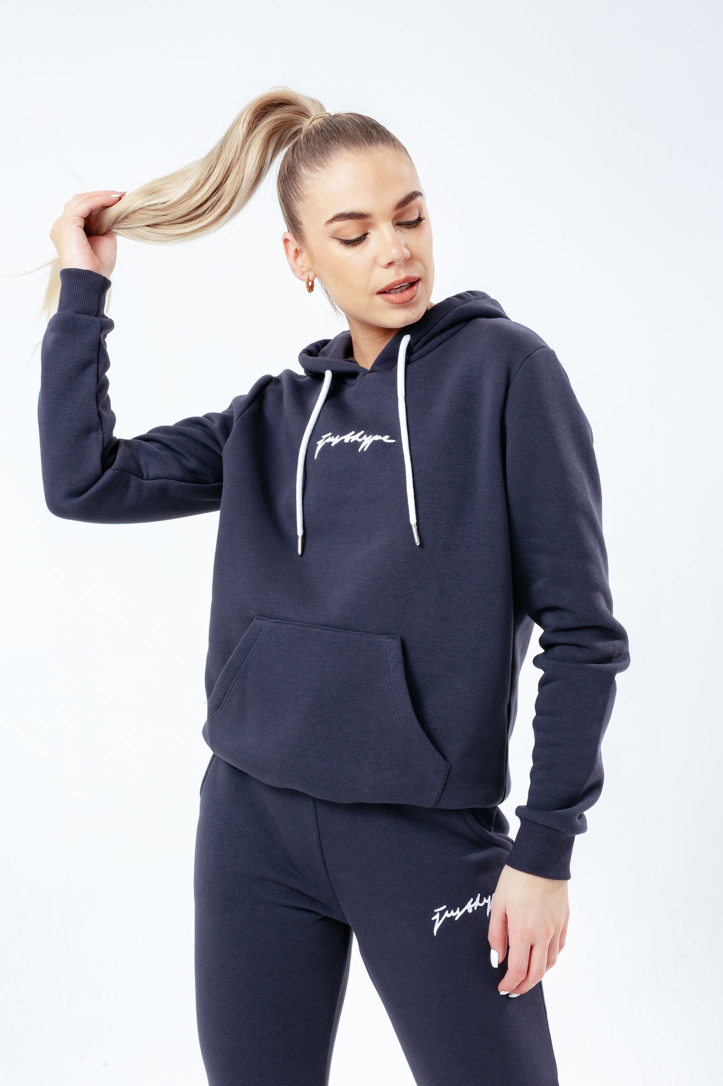 HYPE DARK GREY WHITE SCRIBBLE WOMEN'S TRACKSUIT