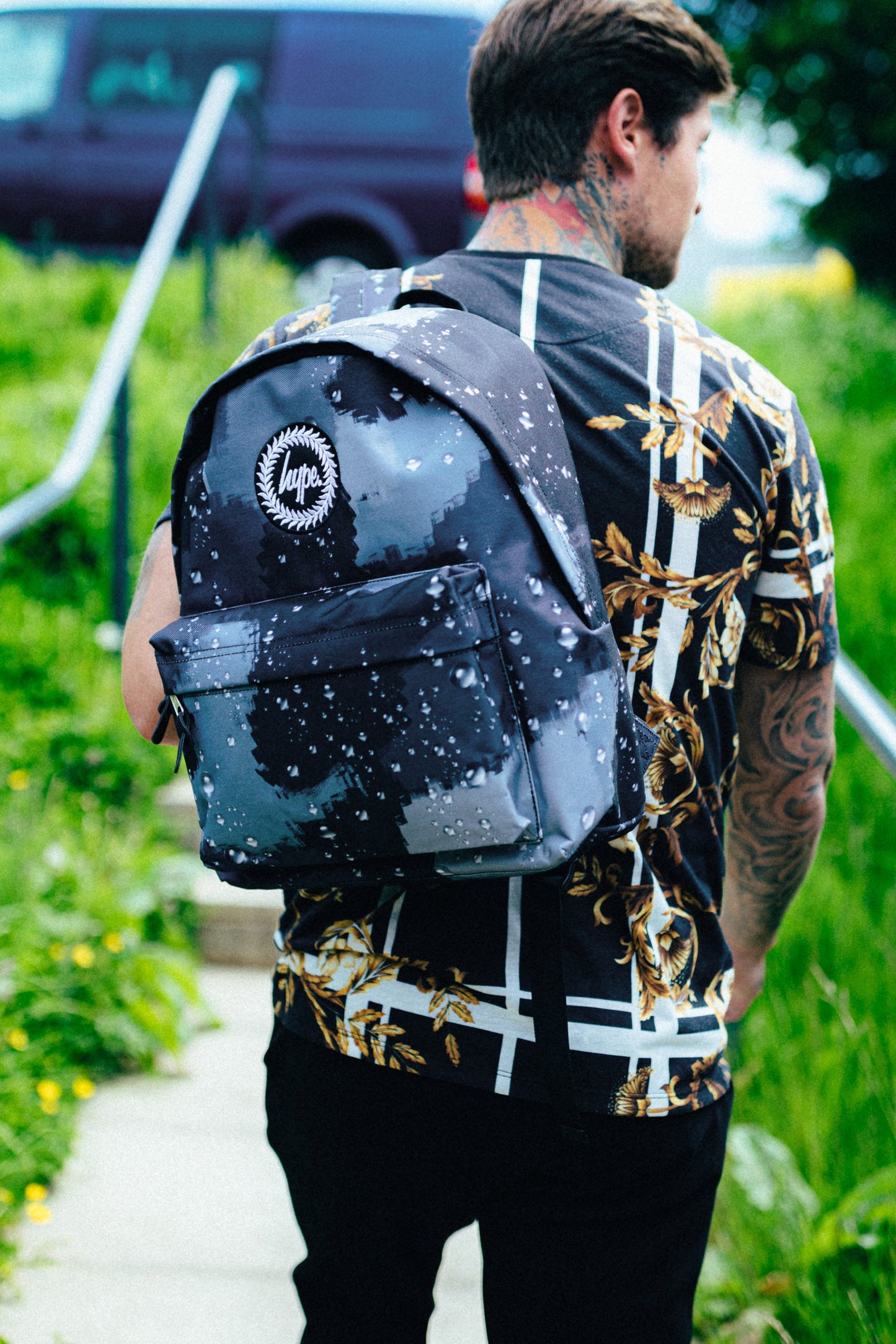 Hype Black Rain Drop Camo Backpack