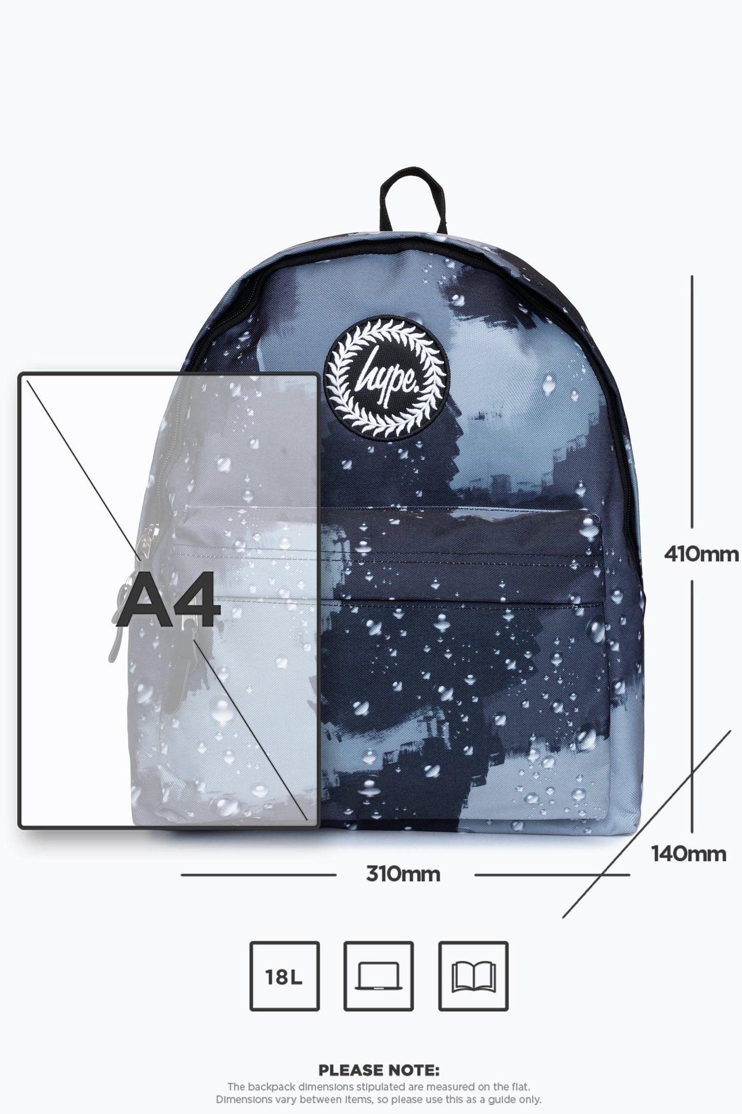 Hype Black Rain Drop Camo Backpack