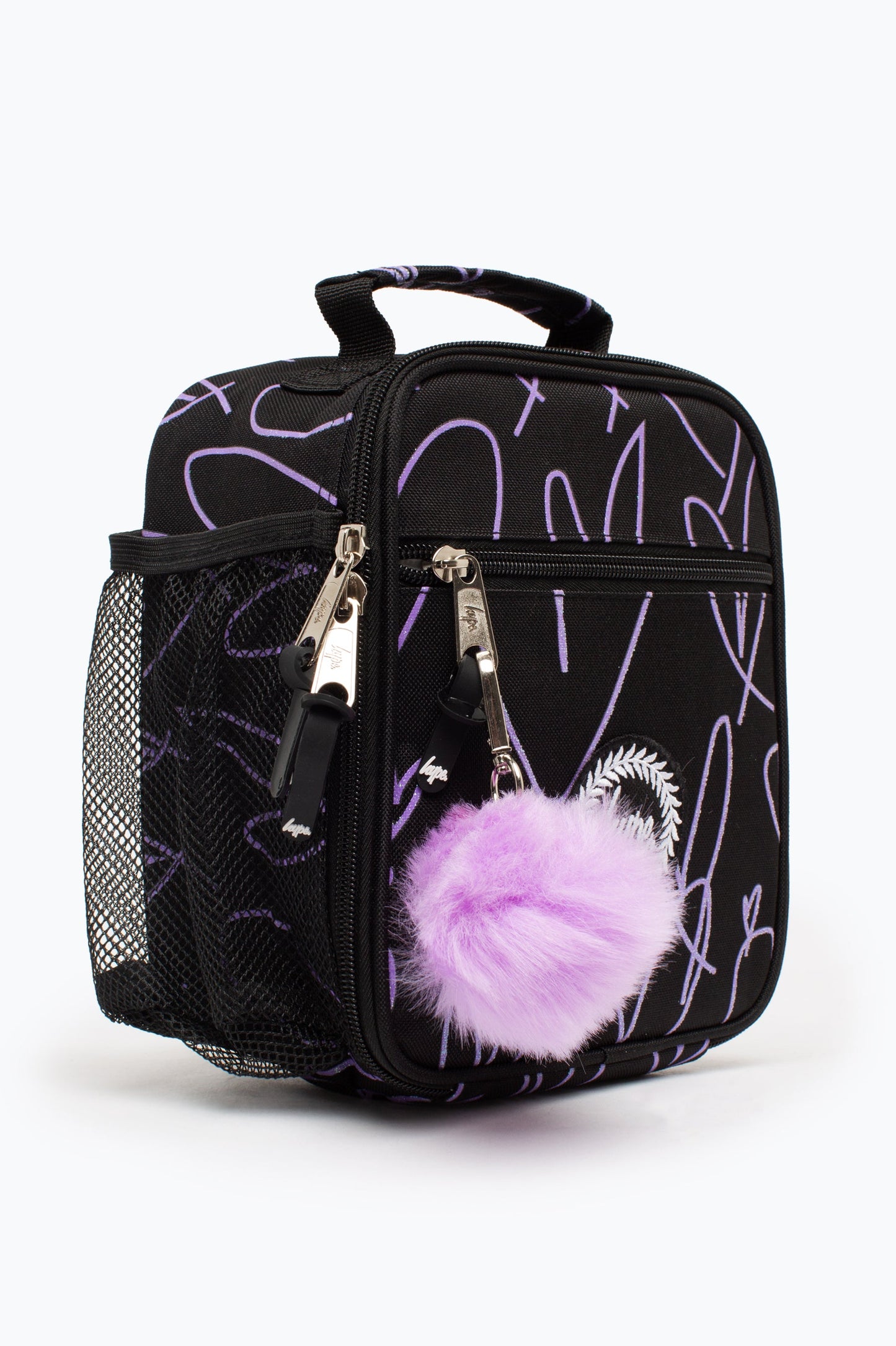 HYPE BLACK PURPLE GLITTER SCRIBBLE HEART LUNCH BOX
