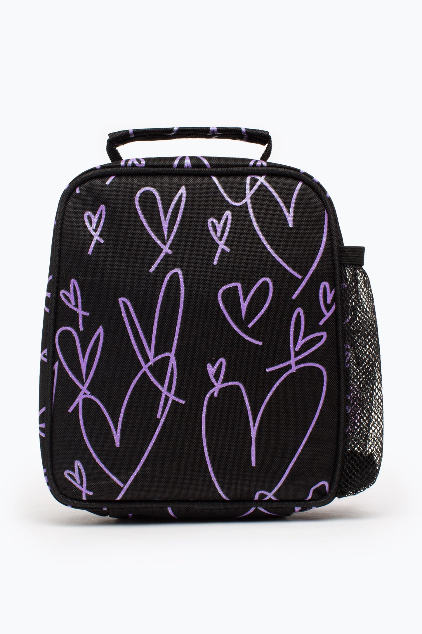 HYPE BLACK PURPLE GLITTER SCRIBBLE HEART LUNCH BOX