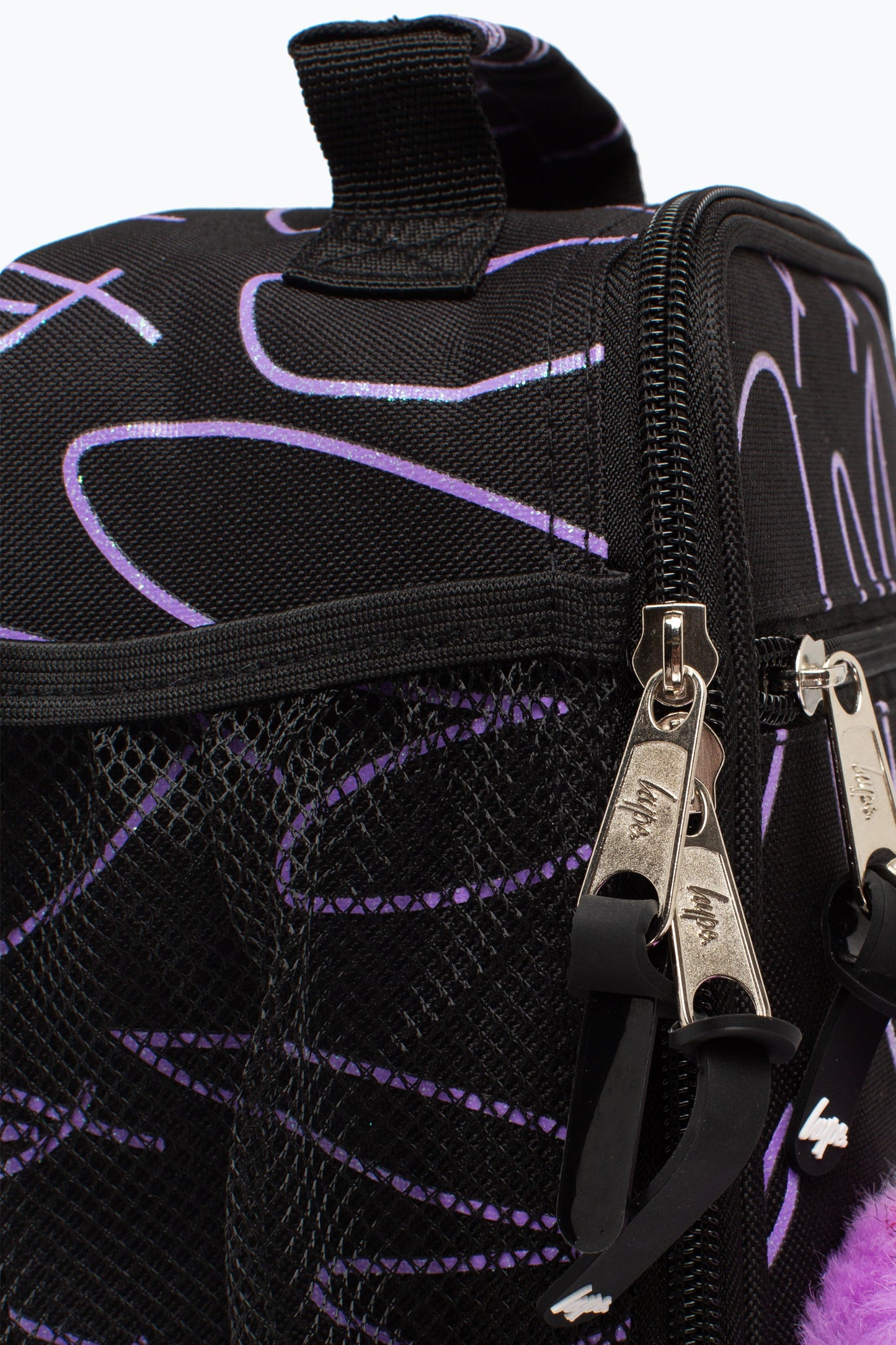 HYPE BLACK PURPLE GLITTER SCRIBBLE HEART LUNCH BOX