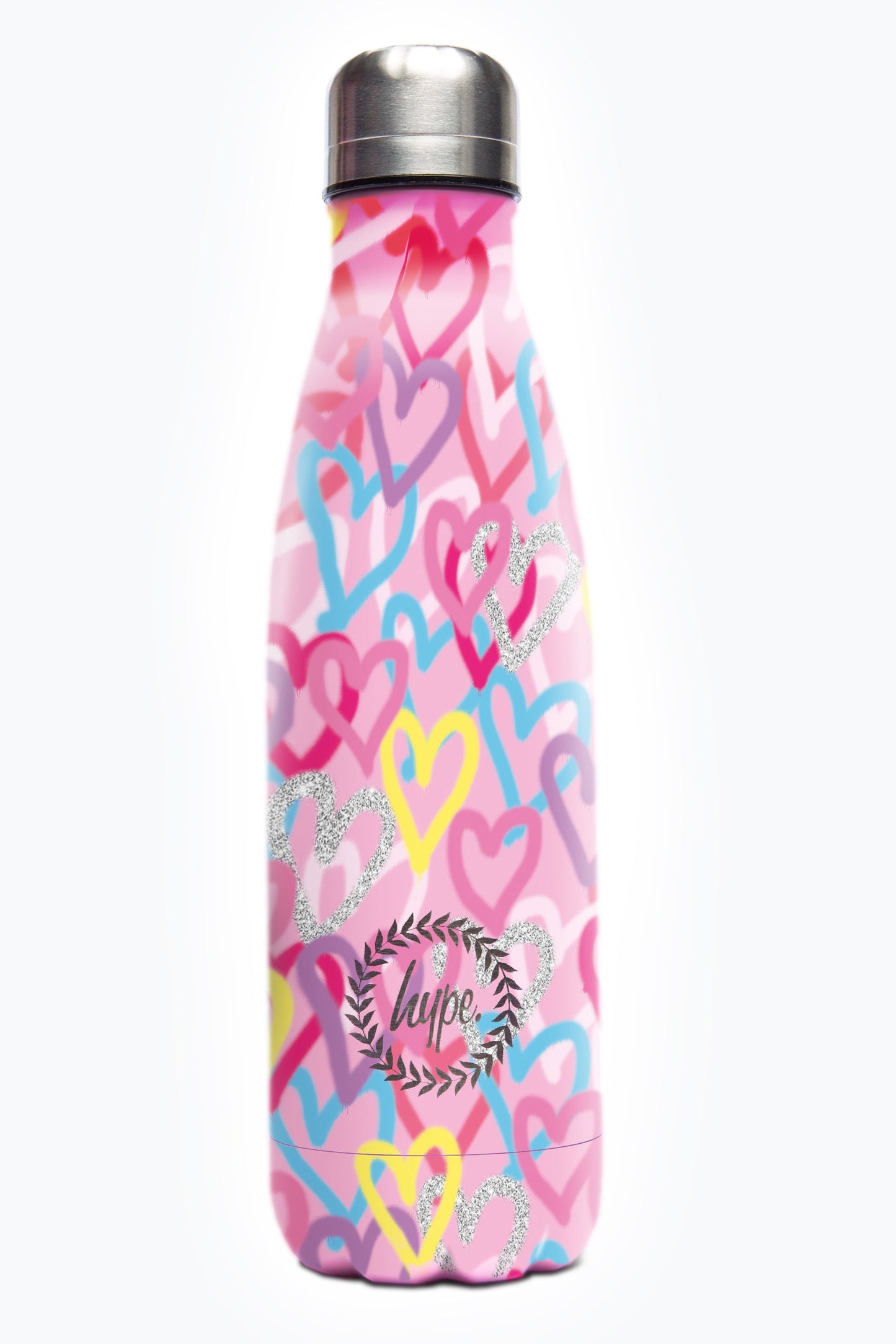 HYPE PINK GRAFFITI HEARTS METAL BOTTLE