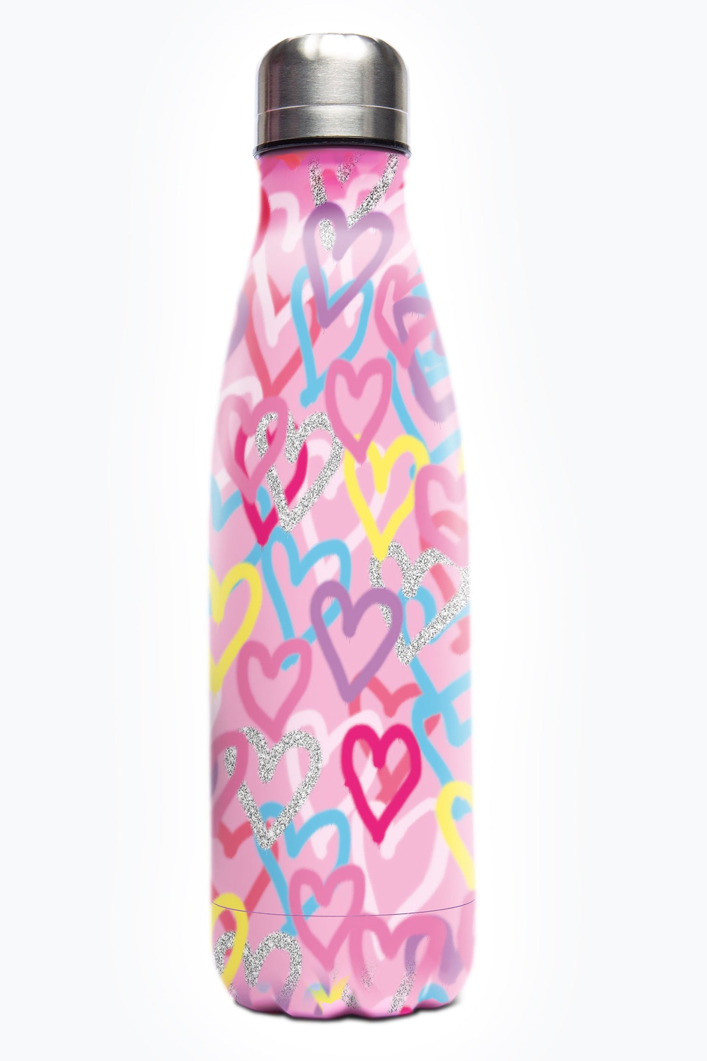 HYPE PINK GRAFFITI HEARTS METAL BOTTLE