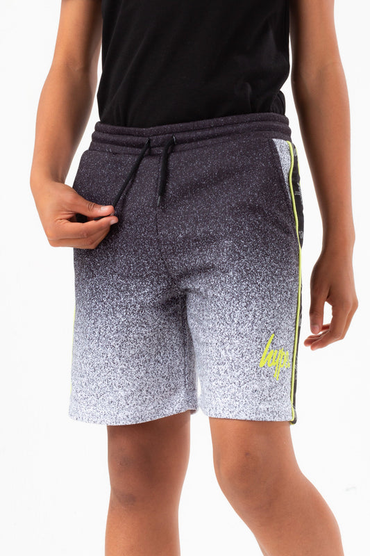 HYPE BOYS MONO SPECKLE FADE LIME TAPE SCRIPT SHORTS