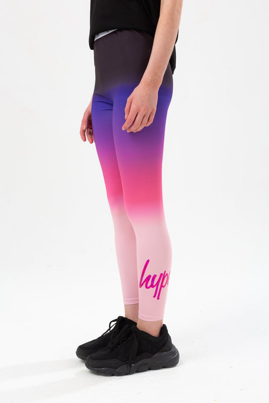 HYPE GIRLS PURPLE FADE FOIL SCRIPT LEGGINGS