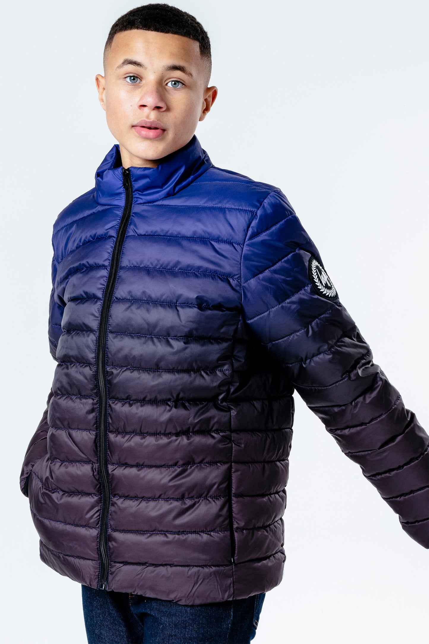 HYPE BLUE FADE LIGHTWEIGHT PUFFER KIDS JACKET