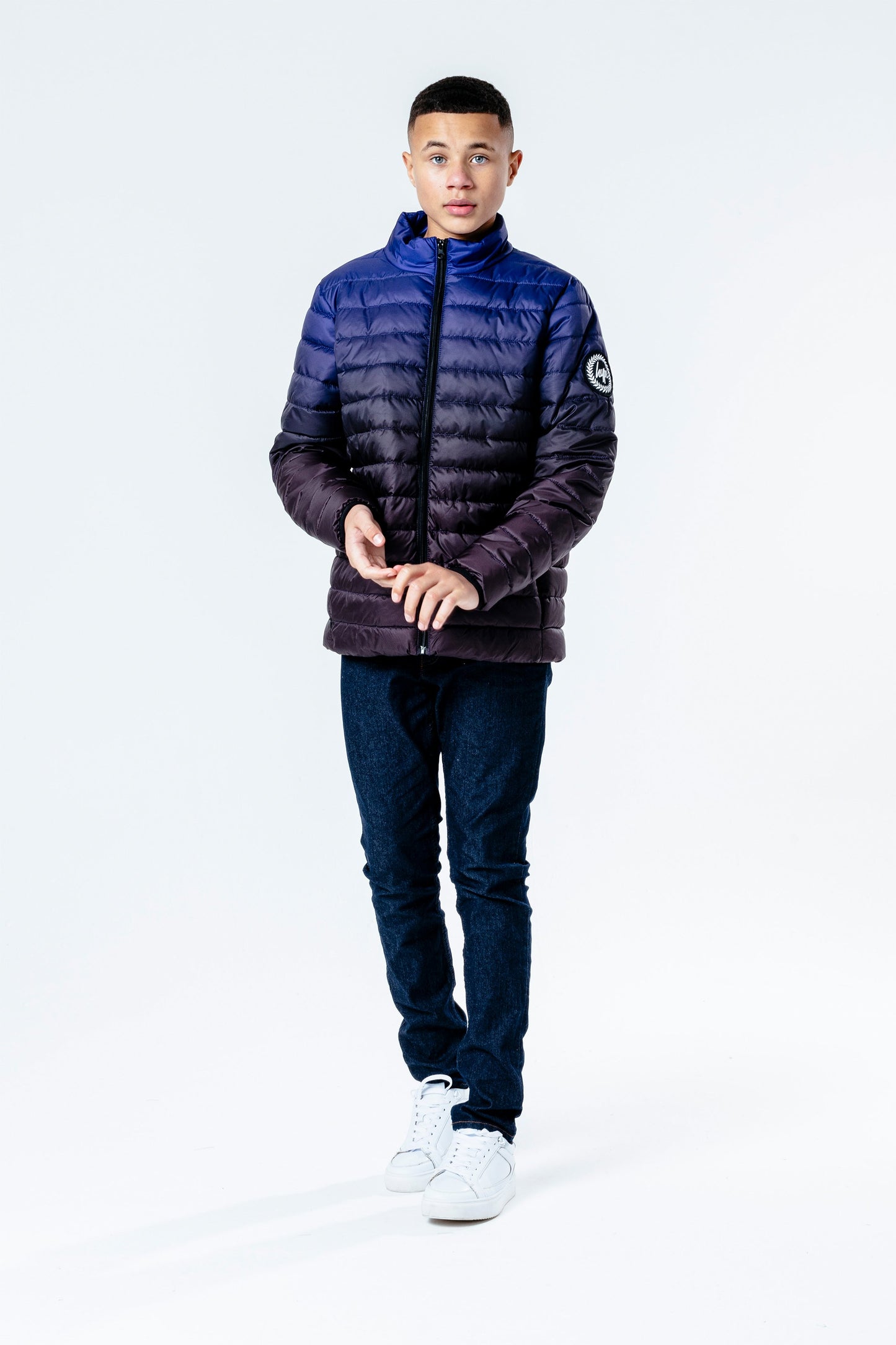 HYPE BLUE FADE LIGHTWEIGHT PUFFER KIDS JACKET