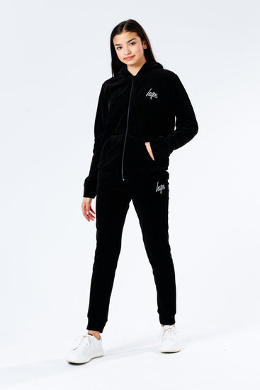 Hype Black Velour Kids Zip Hoodie