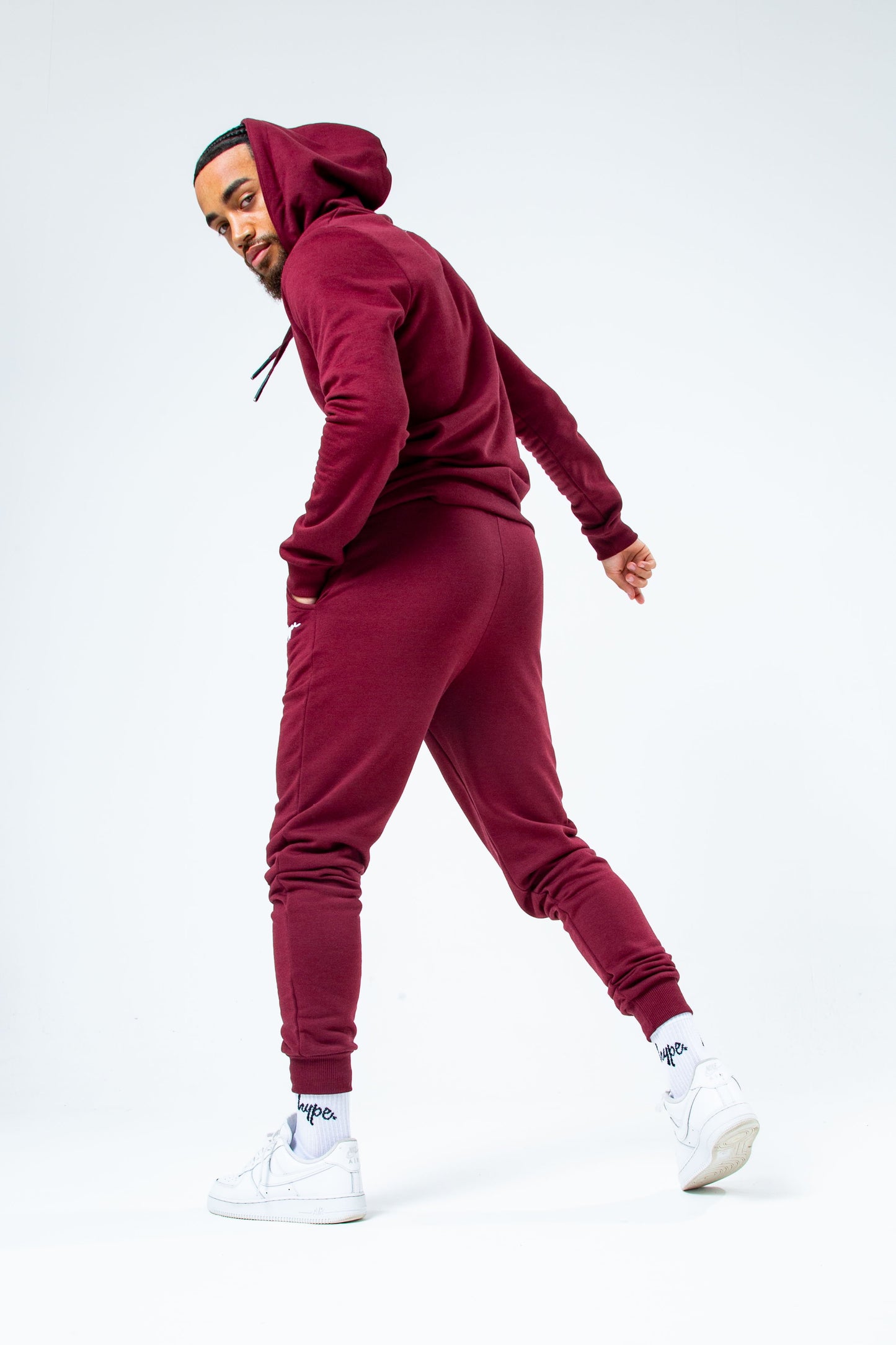 HYPE BURGUNDY SCRIBBLE MEN'S PULLOVER HOODIE