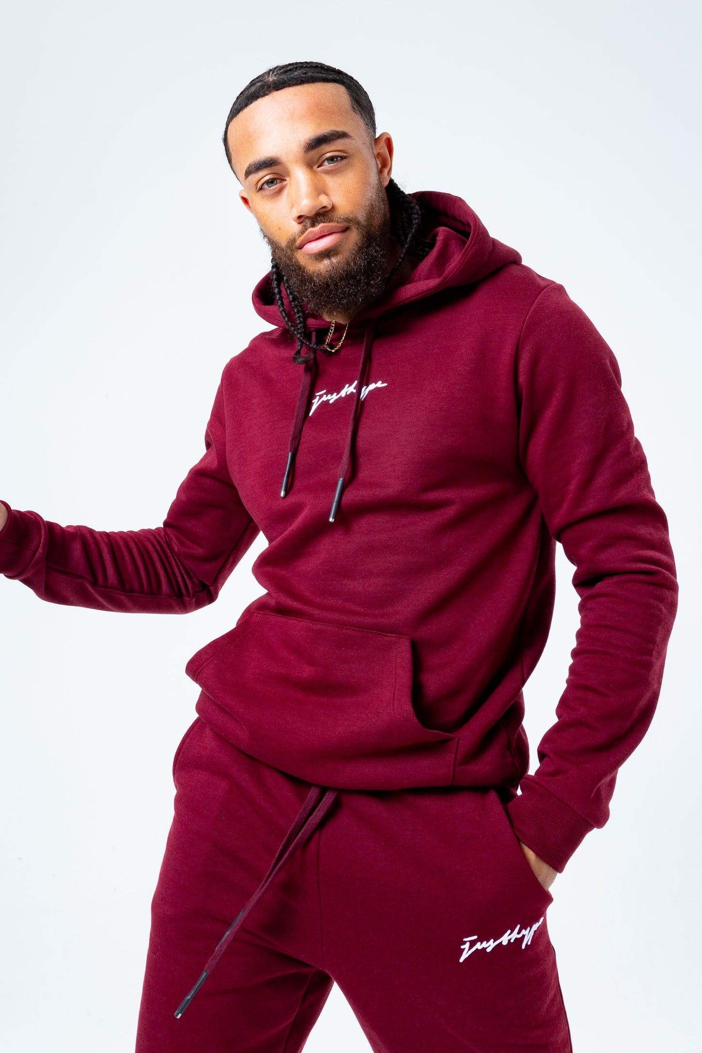 HYPE BURGUNDY SCRIBBLE MEN'S PULLOVER HOODIE