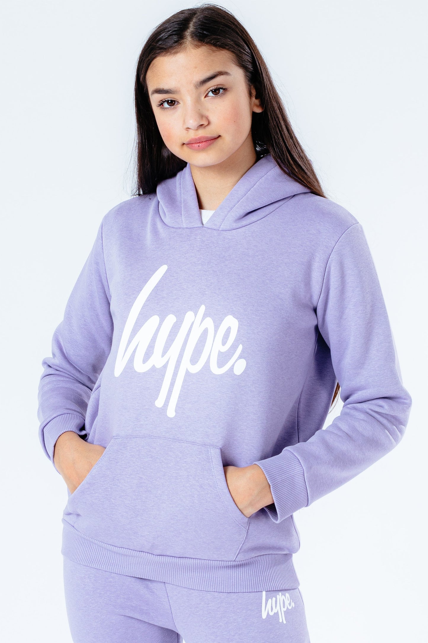 Hype Violet Script Kids Pullover Hoodie